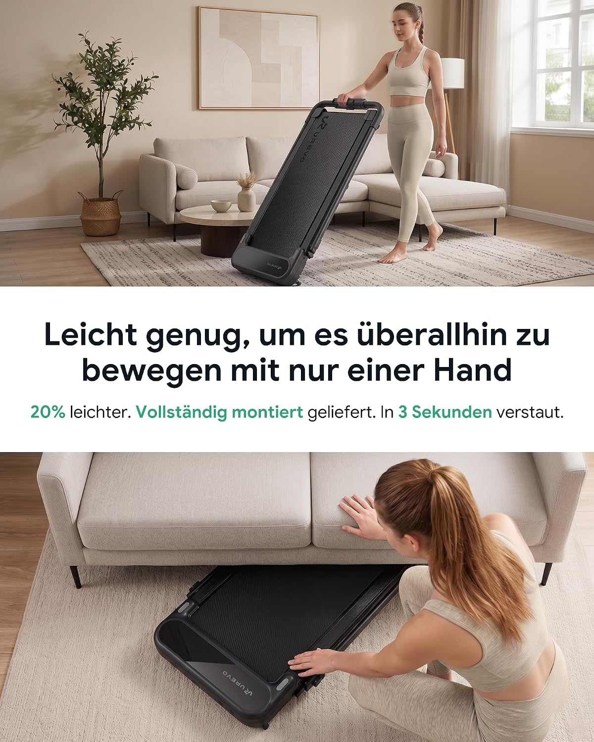 UREVO 2-in-1 Walking Pad, klappbares Laufband mit App für Zuhause – Bild 9