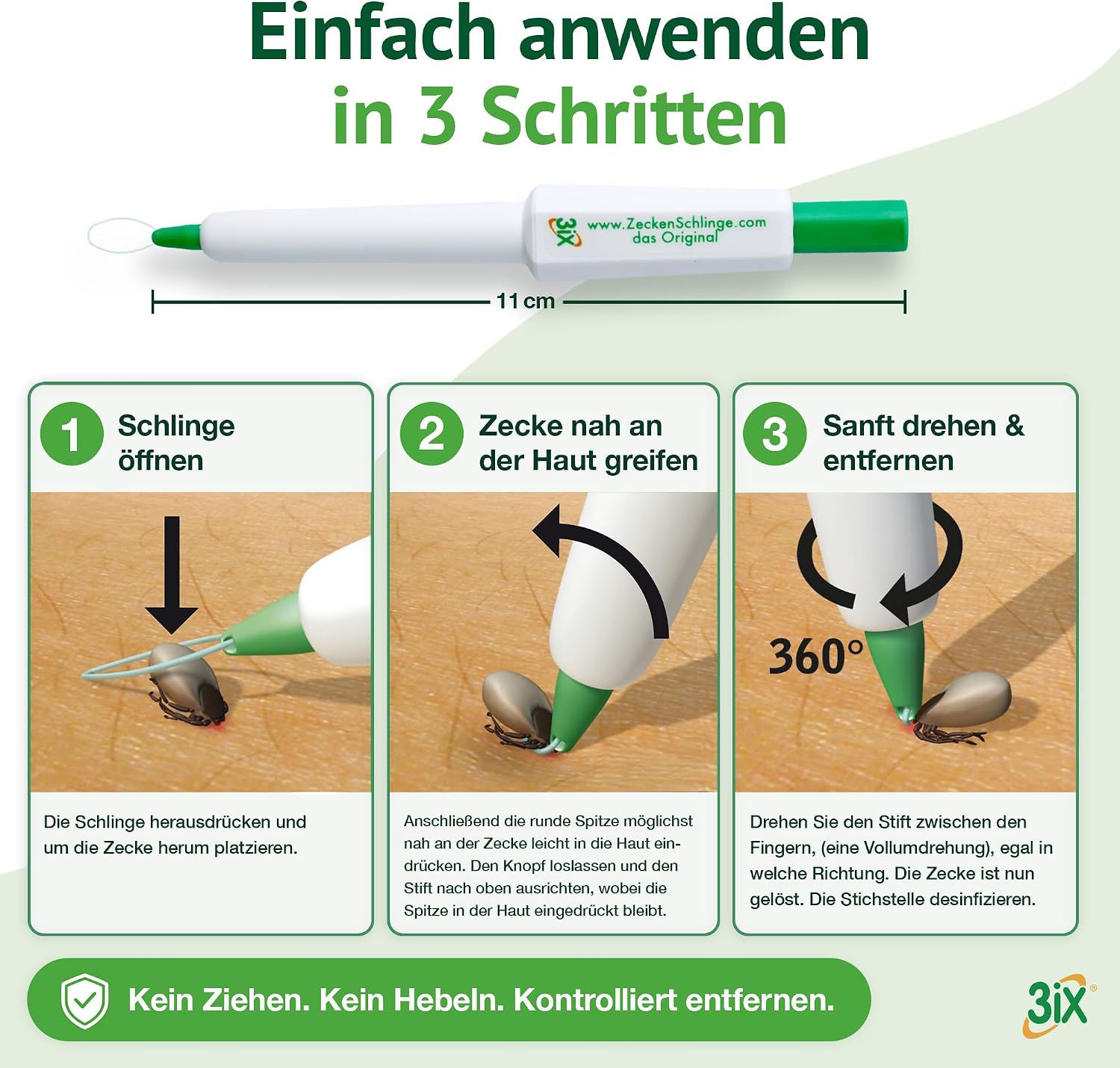 3iX Zeckenschlinge zum Zecken entfernen, schnelle und einfache Anwendung – Bild 3