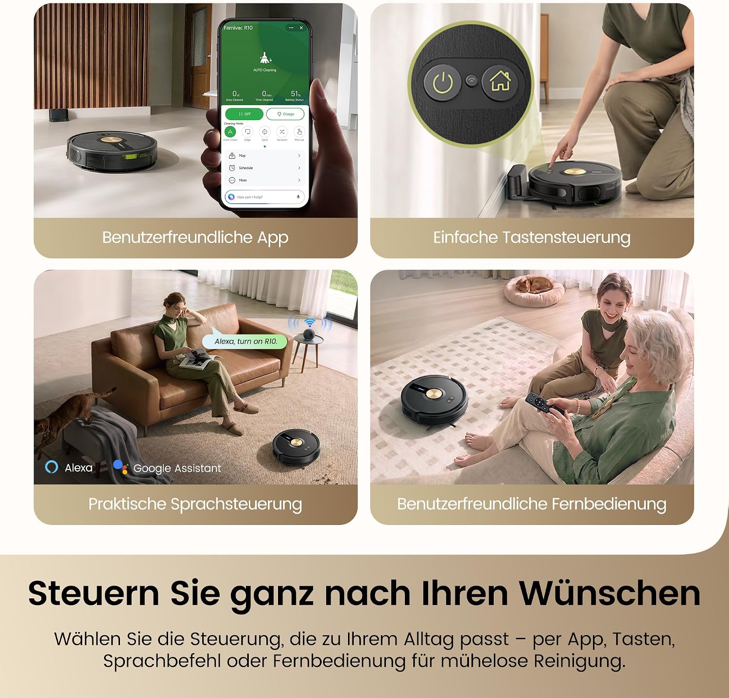 FAMIVAC R10 Saugroboter mit Wischfunktion 3-in-1, 6000pa & 160mins Laufzeit – Bild 9