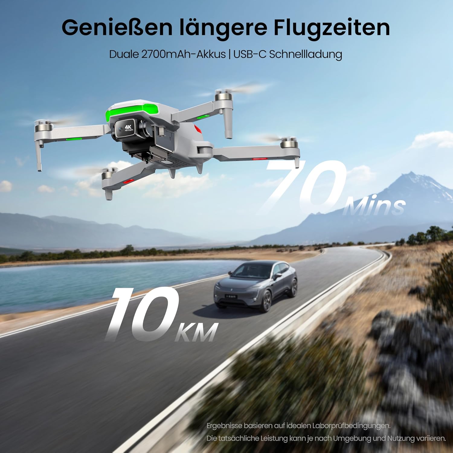 GPS Drohne mit Kamera EIS 4K für Erwachsene, mit Bildschirm auf Controller, 70 Minuten Flugzeit, 10 KM FPV Übertragung, AI Orbit Modus, Follow-Me/autom, für Anfänger Spielzeug Geschenke, unter 249 g – Bild 5
