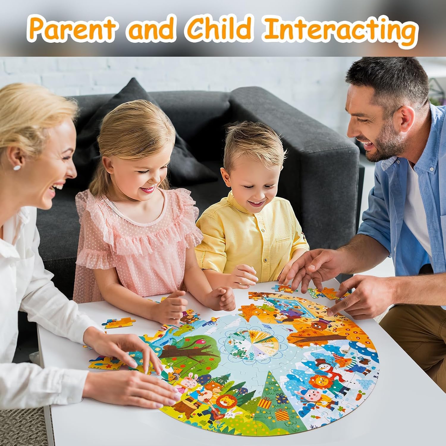 Kinderpuzzle ab 3 4 5, Saisonale Waldtiere, 88 Teile, Rund 3-7 Jährige Kinder Puzzle Spielzeug, Puzzle für Jungen und Mädchen 8-10 Jahren Geburtstagsgeschenk – Bild 7