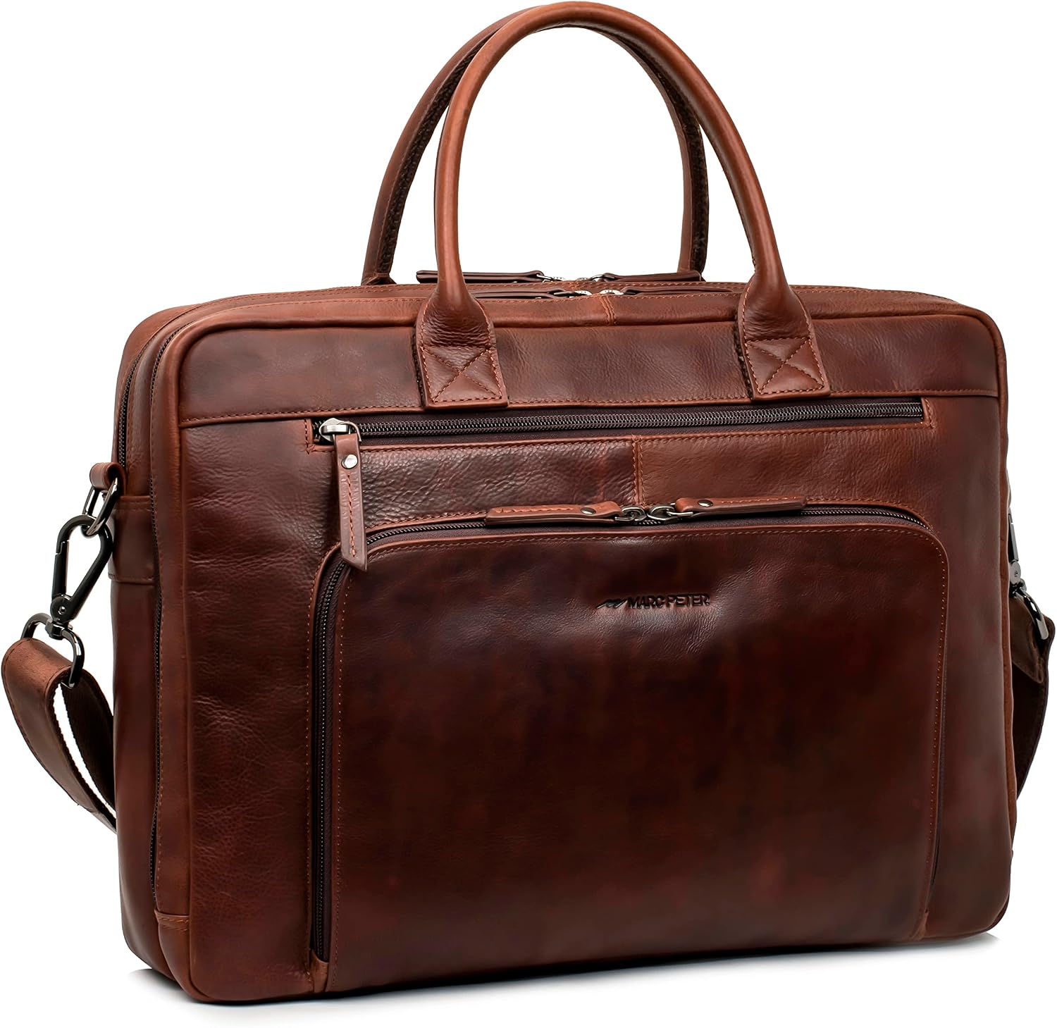 Marc Peter® Hamilton Businesstasche Herren Leder 15,6 Zoll | Leder Laptoptasche | Groß Aktentasche Umhängetasche aus Vintage Rindsleder – Bild 3