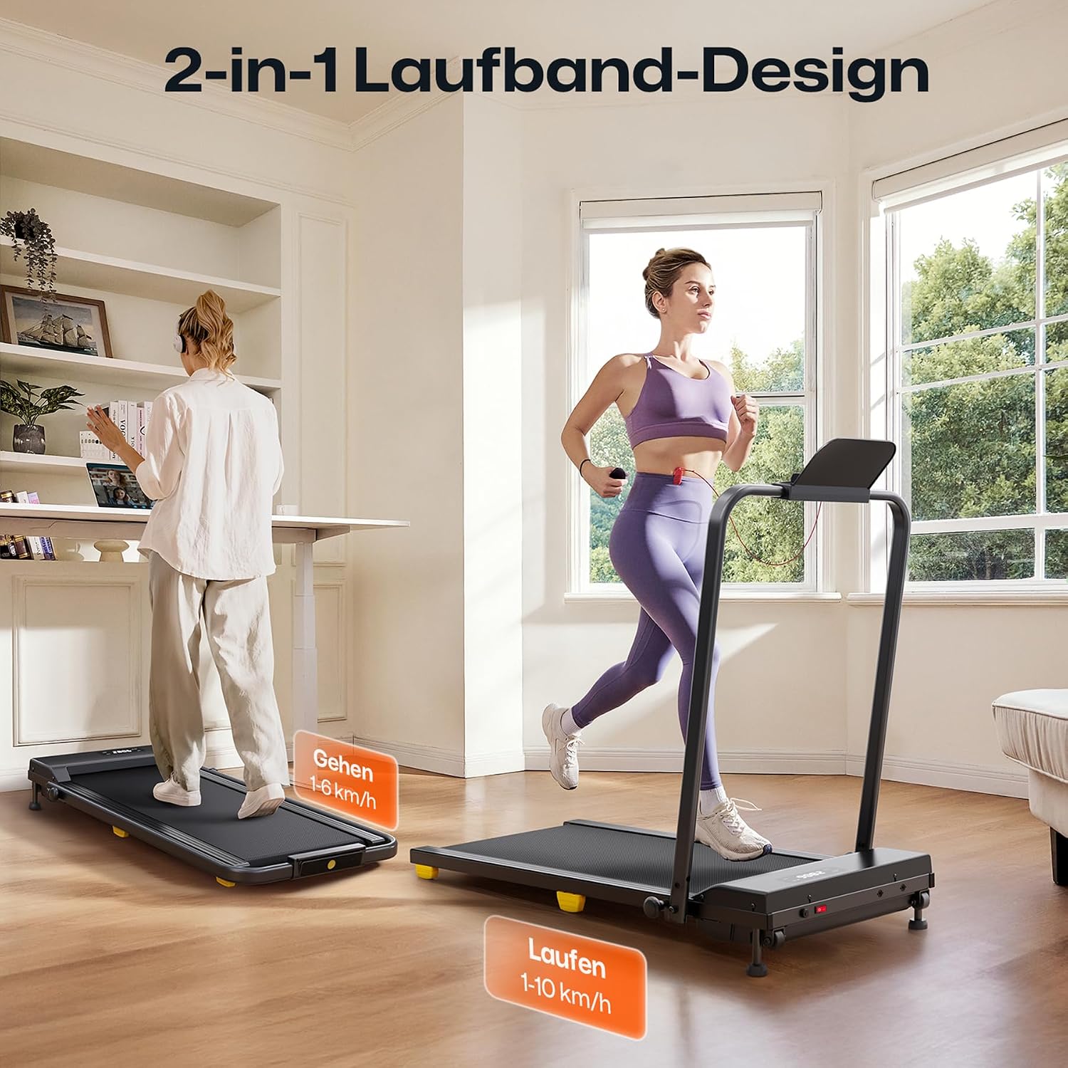 UREVO Walking Pad mit 9% Steigung, leises Laufband Schreibtisch mit Sechs-Punkt-Stoßdämpfung, 2,5 Pferdestärken Laufband für Zuhause/Büro, Fernbedienung, Keine Montage Erforderlich – Bild 7