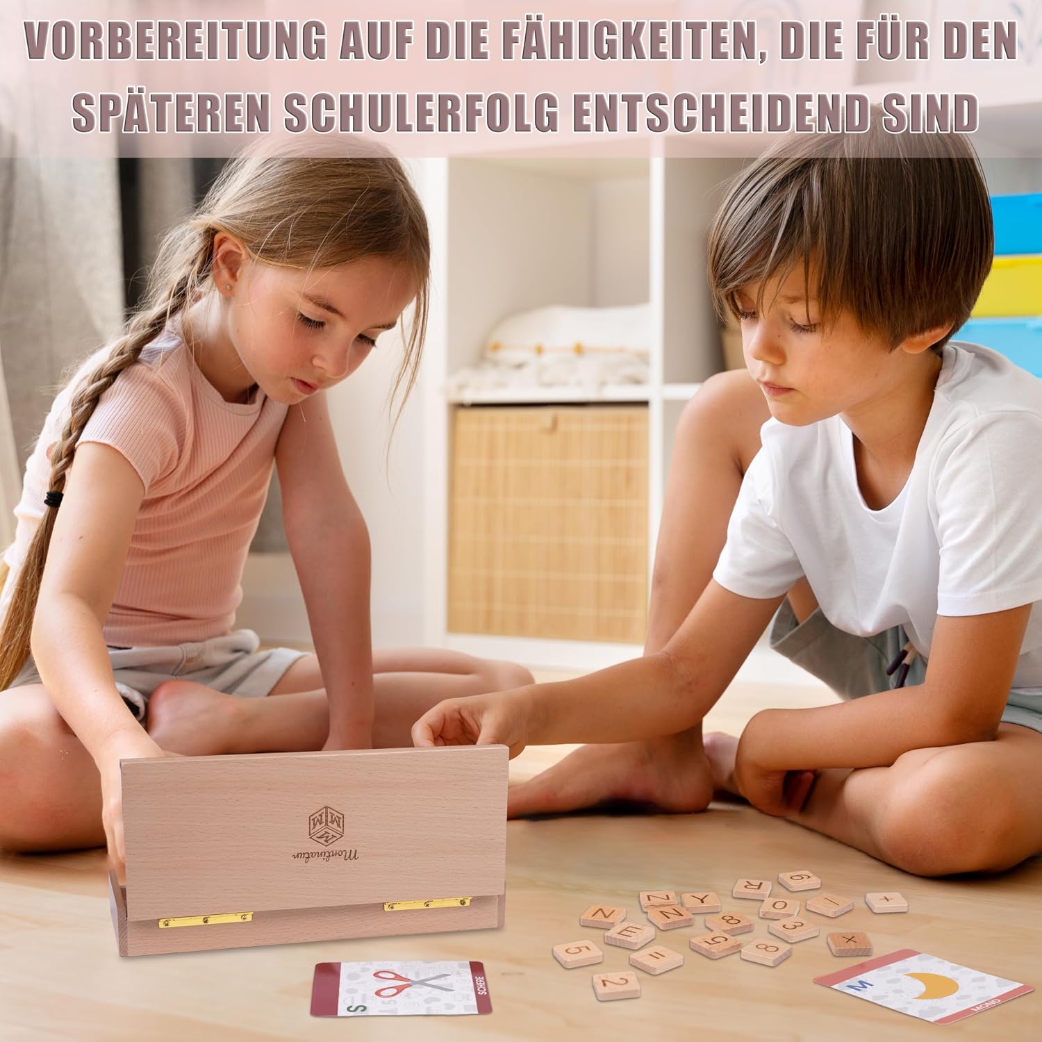 Montessori Holzspielzeug ab 3 Jahren – 3-in-1 Lernbox aus Holz: Buchstaben, Lesen Lernen, Zahlen & Rechnen – Lernspielzeug Kinder Geschenk zur Einschulung & Vorschule – Bild 5