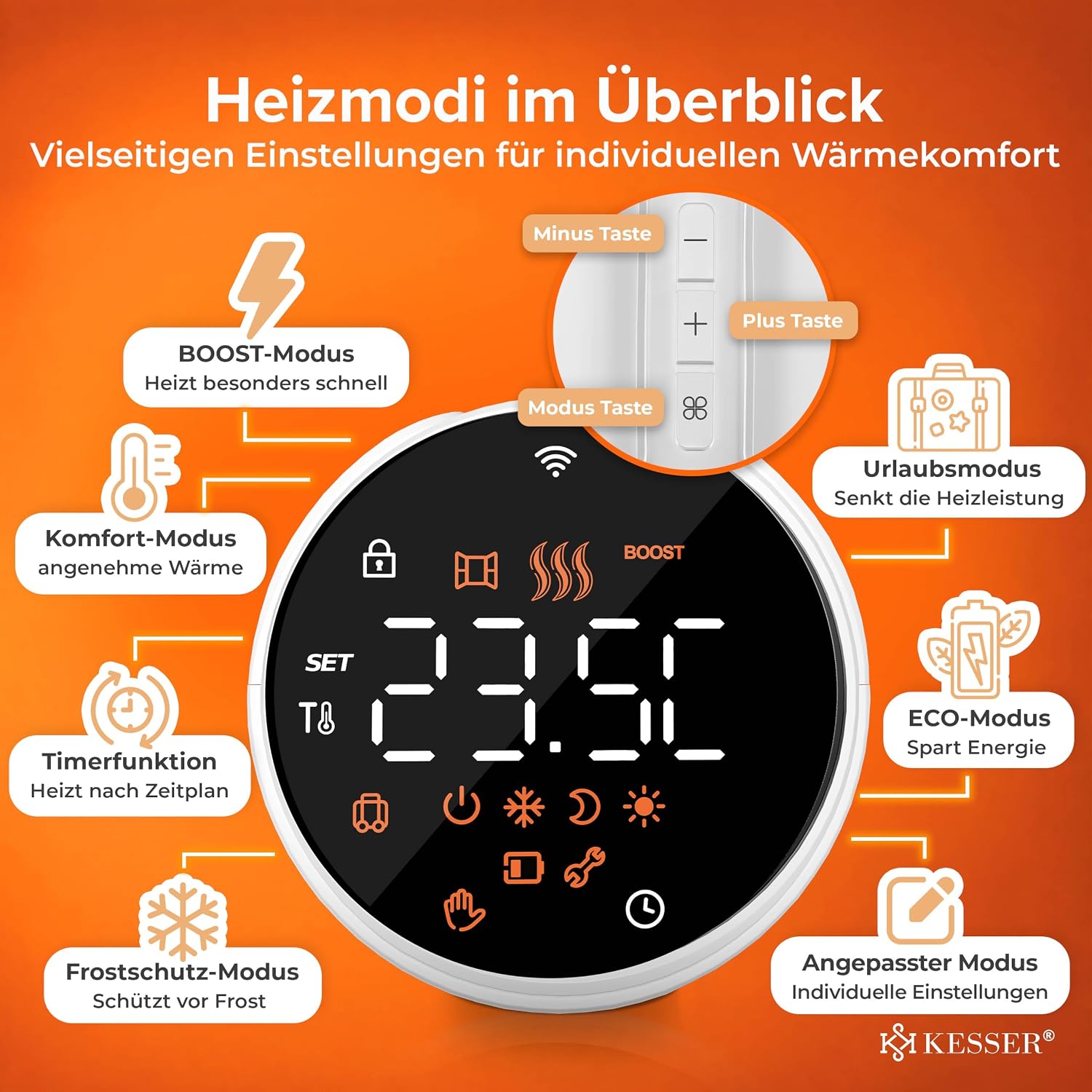 KESSER® Heizkörperthermostat 3er Set WiFi Heizungsregler | Heizungsthermostat WLAN mit Smart Home App Steuerung | Thermostat Alexa, Google Assistant mit 6 Heizkörperventilen | Energie & Kosten sparen – Bild 5