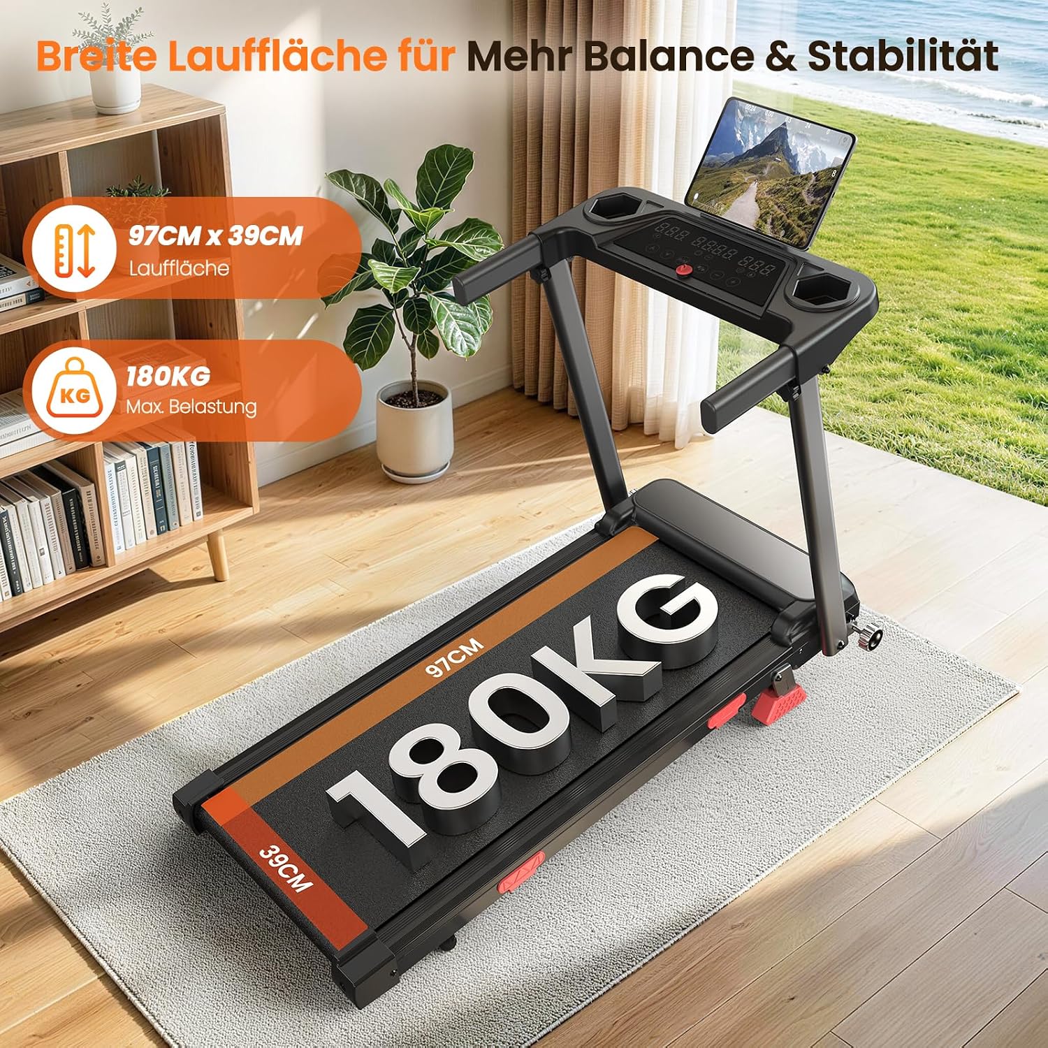 HomeFitnessCode Laufband Klappbar mit Steigung 12KMH - Walking Pad Zuhause – Bild 6