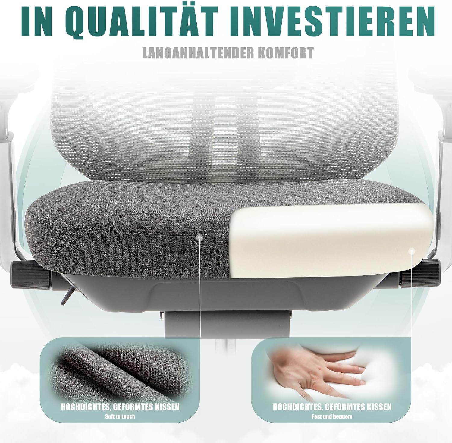 COLAMY XK Atlas Ergonomischer Netz-Bürostuhl, Chefsessel mit hoher Rückenlehne, Verstellbarer Kopfstütze und 4D-Armen, Schiebesitz, Kippsperre, Aluminium-Basis, Dunkelgrau – Bild 6