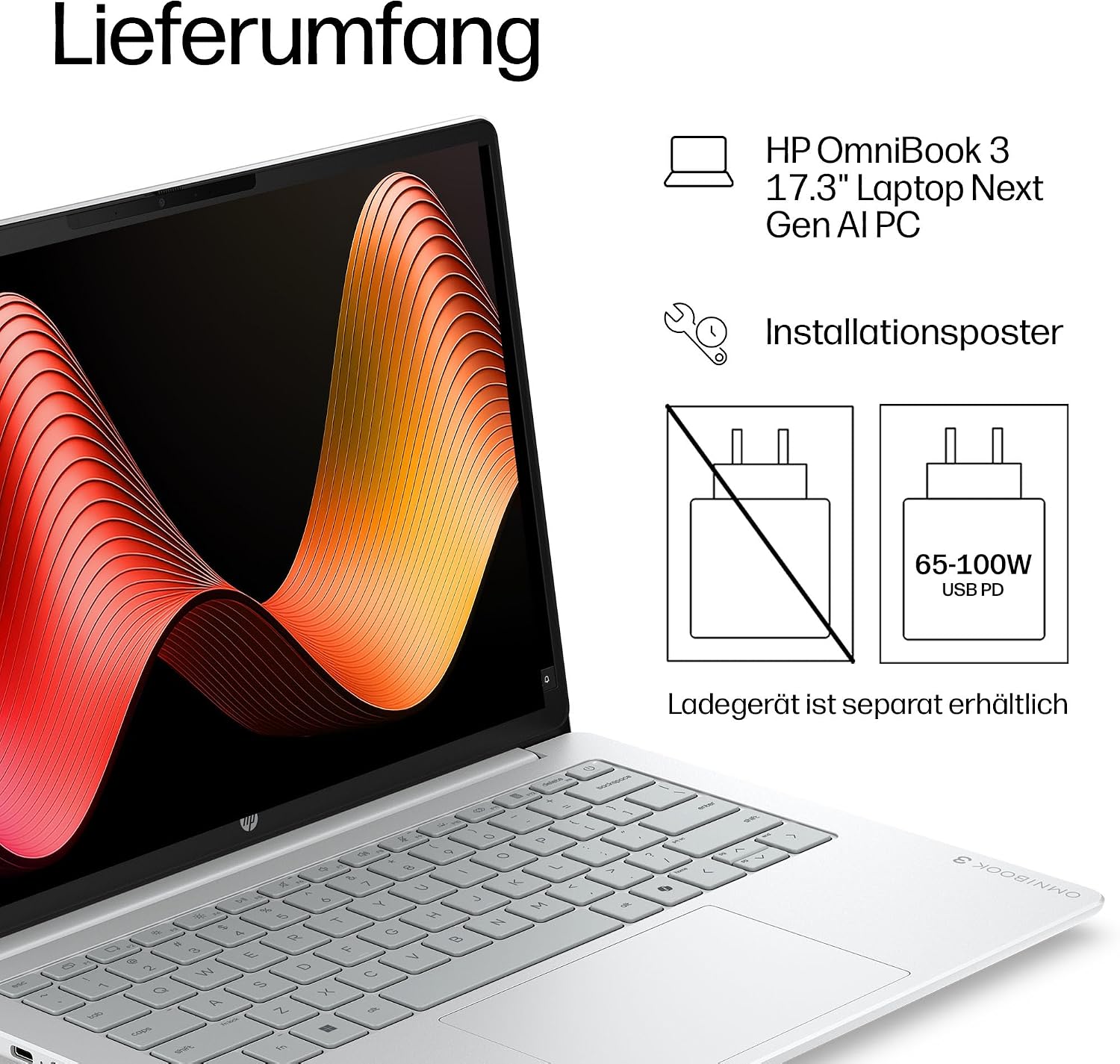 HP OmniBook 3 Laptop, 17,3" FHD, Intel Core Ultra 5, 16GB RAM, 512GB SSD – Bild 17