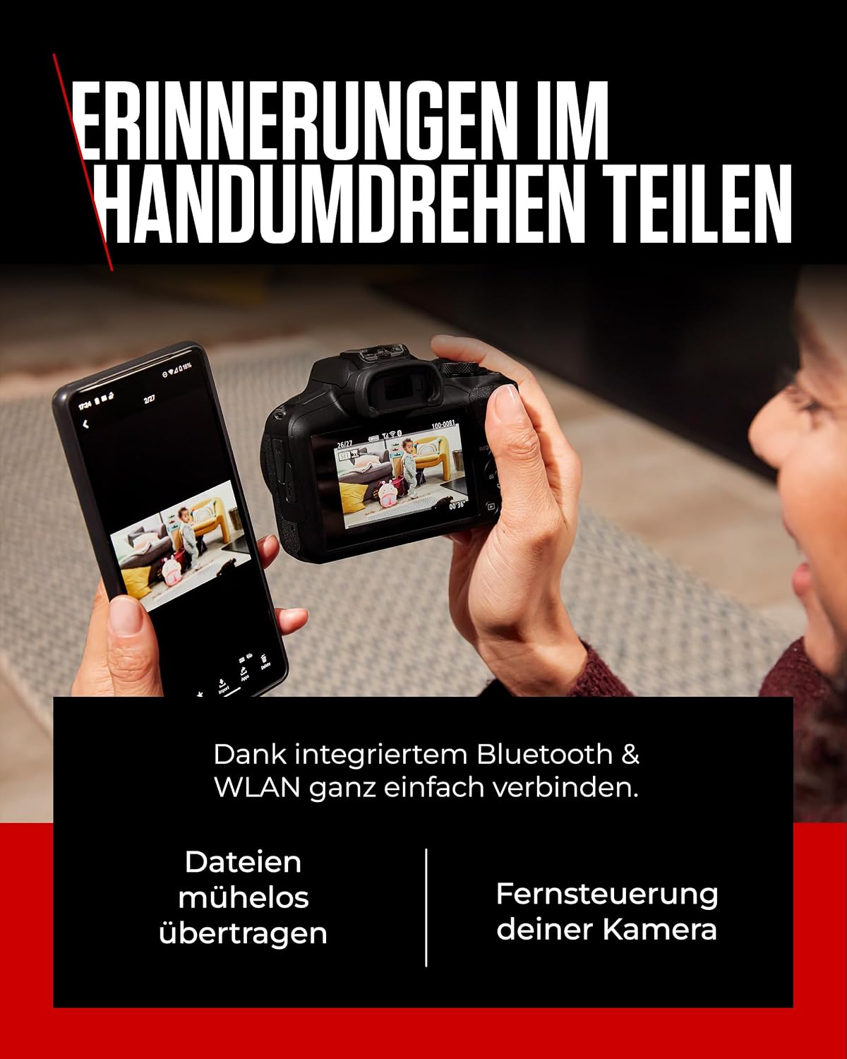 Canon EOS R100 mit RF-S 18–45mm – 24,1 MP APS-C Systemkamera – Dual Pixel AF, 4K-Video, 6,5 B/s, Augen- & Gesichtserkennung, WLAN & Bluetooth - Perfekt, um kostbare Erinnerungen festzuhalten – Bild 5