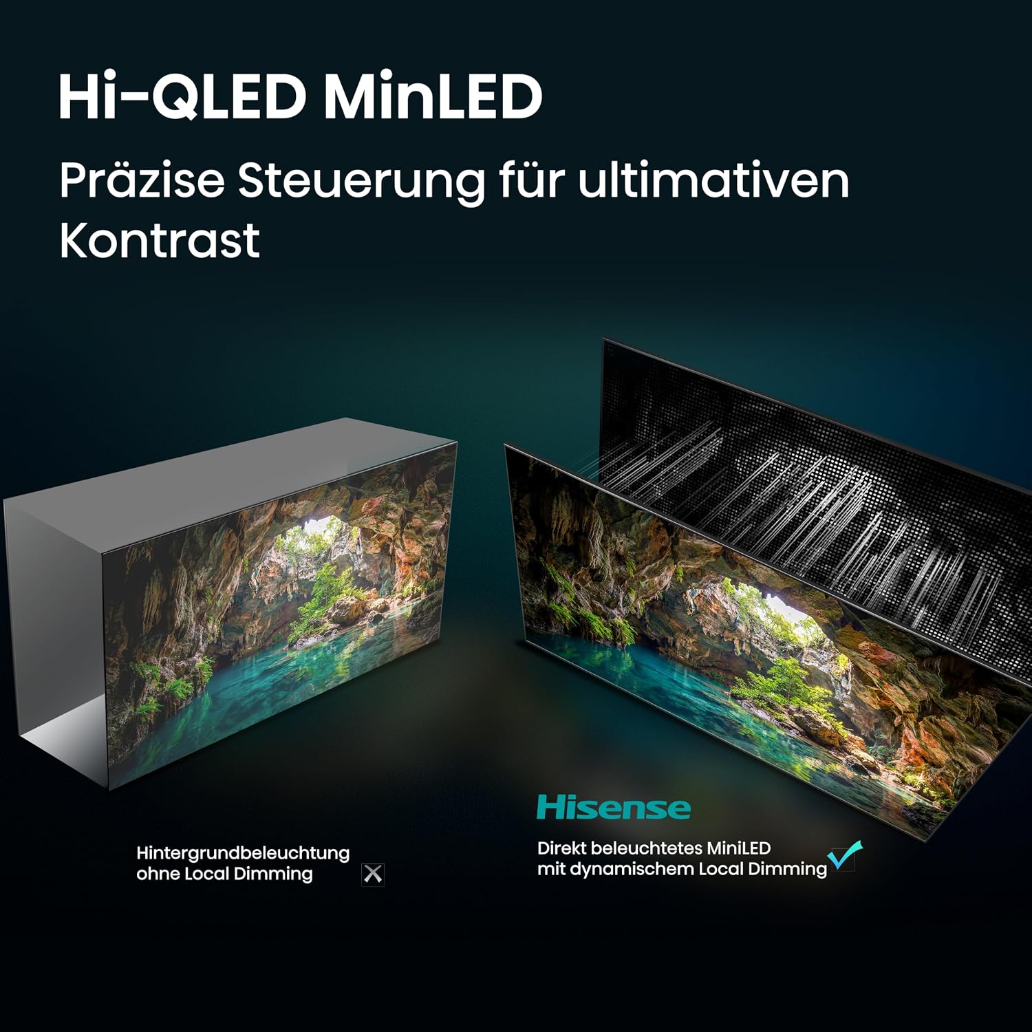 Hisense 85E8DS Fernseher 85 Zoll, 4K UHD, Hi-QLED Mini LED, Smart TV, 144Hz, Hi-View AI Engine, Dolby Vision.Atmos, Unibody Slim, FreeSync Premium, AI-Lichtsensor, Game Bar, Tuned by Devialet – Bild 4