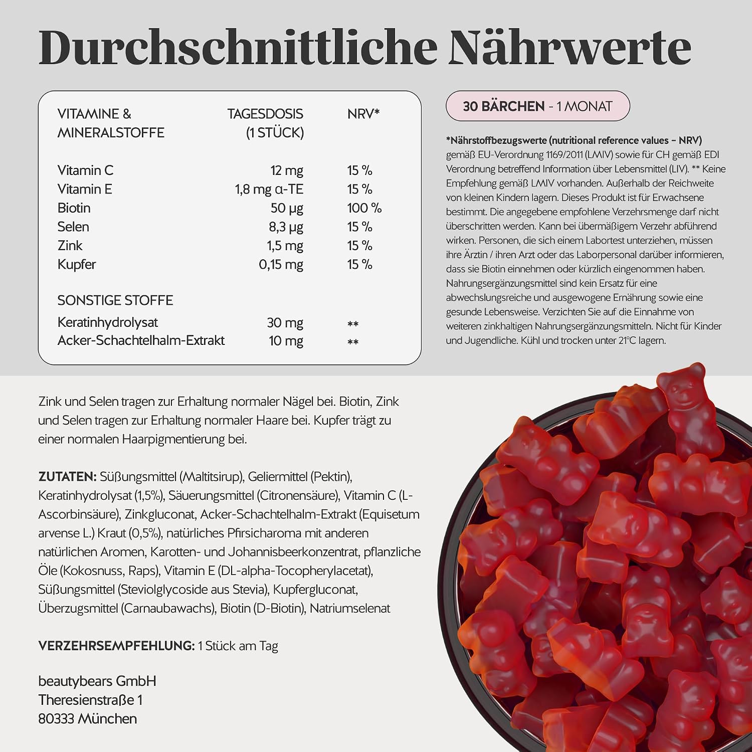 Bears with Benefits - Gummibärchen Keratin - Haare & Nägel - 30 Stück – Bild 8