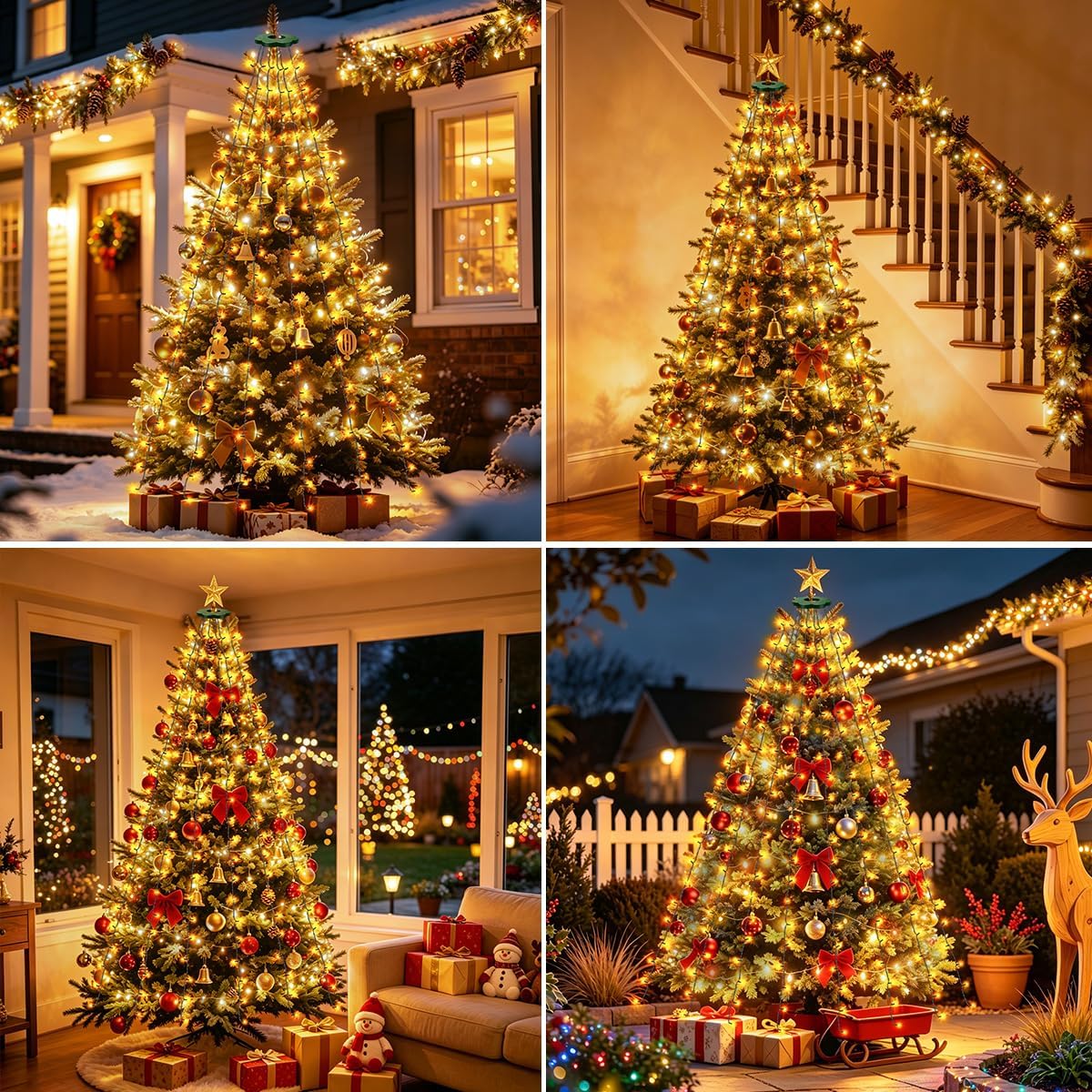 Lichterkette Weihnachtsbaum, 2m Christbaumbeleuchtung mit Ring 12 Stränge – Bild 7