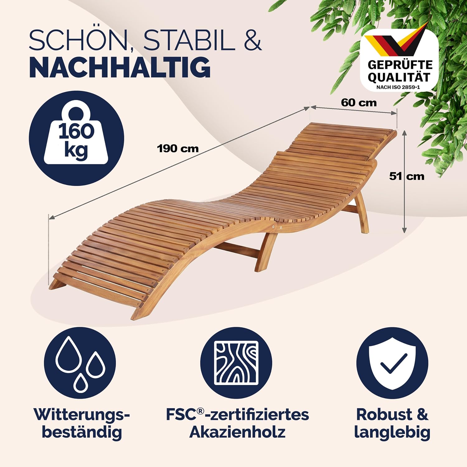CASARIA® Sonnenliege Klappbar mit Kofferfunktion FSC®-Zertifiziert – Bild 5