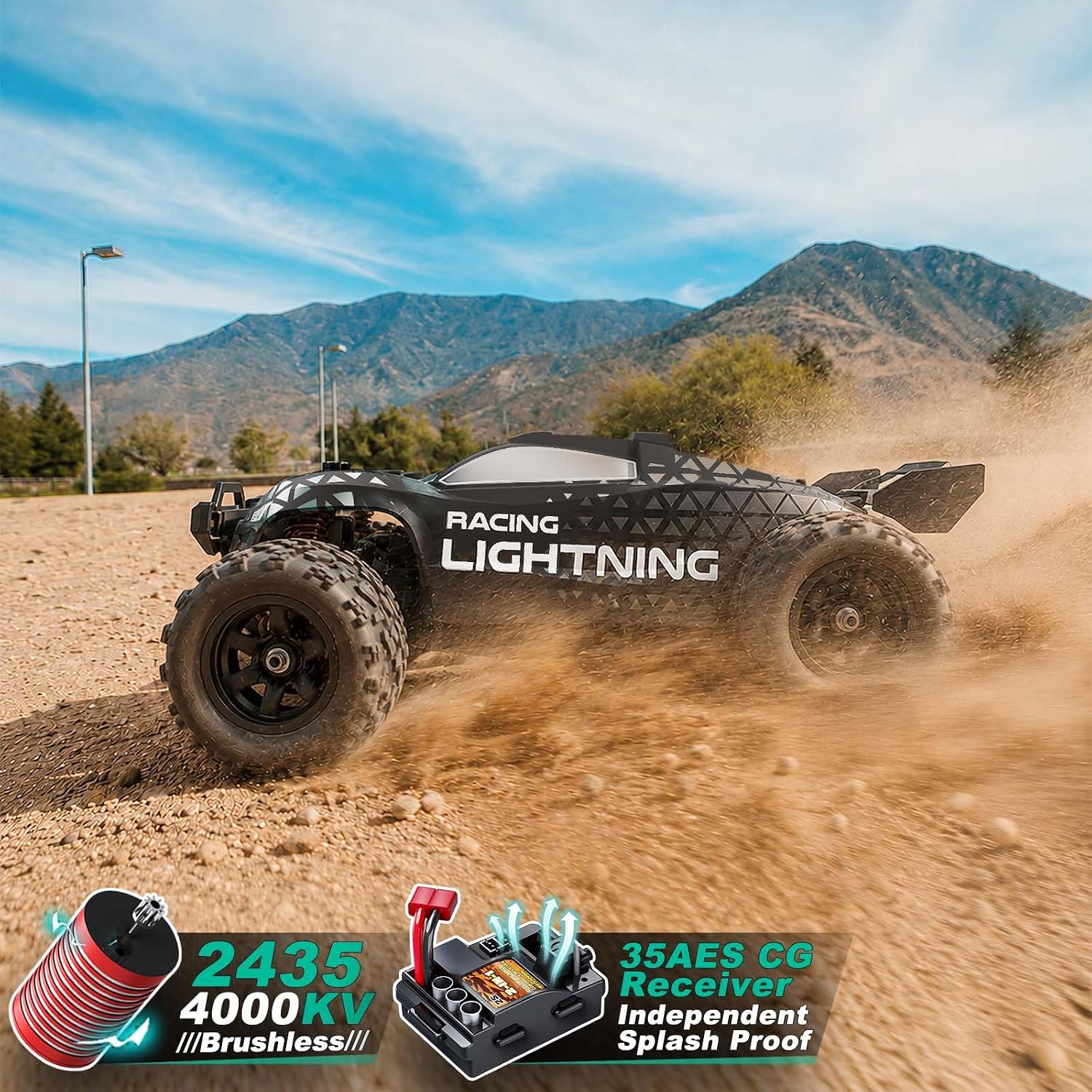 Ferngesteuertes Auto 1:18 Brushless 4WD RC Auto 52 km/h für Erwachsene & Jungen ab 10 Jahren, Offroad RC Auto mit Vollmetall-Antrieb, ölgefüllten Stoßdämpfern, 2 Akkus & 2 Karosserien – Bild 3