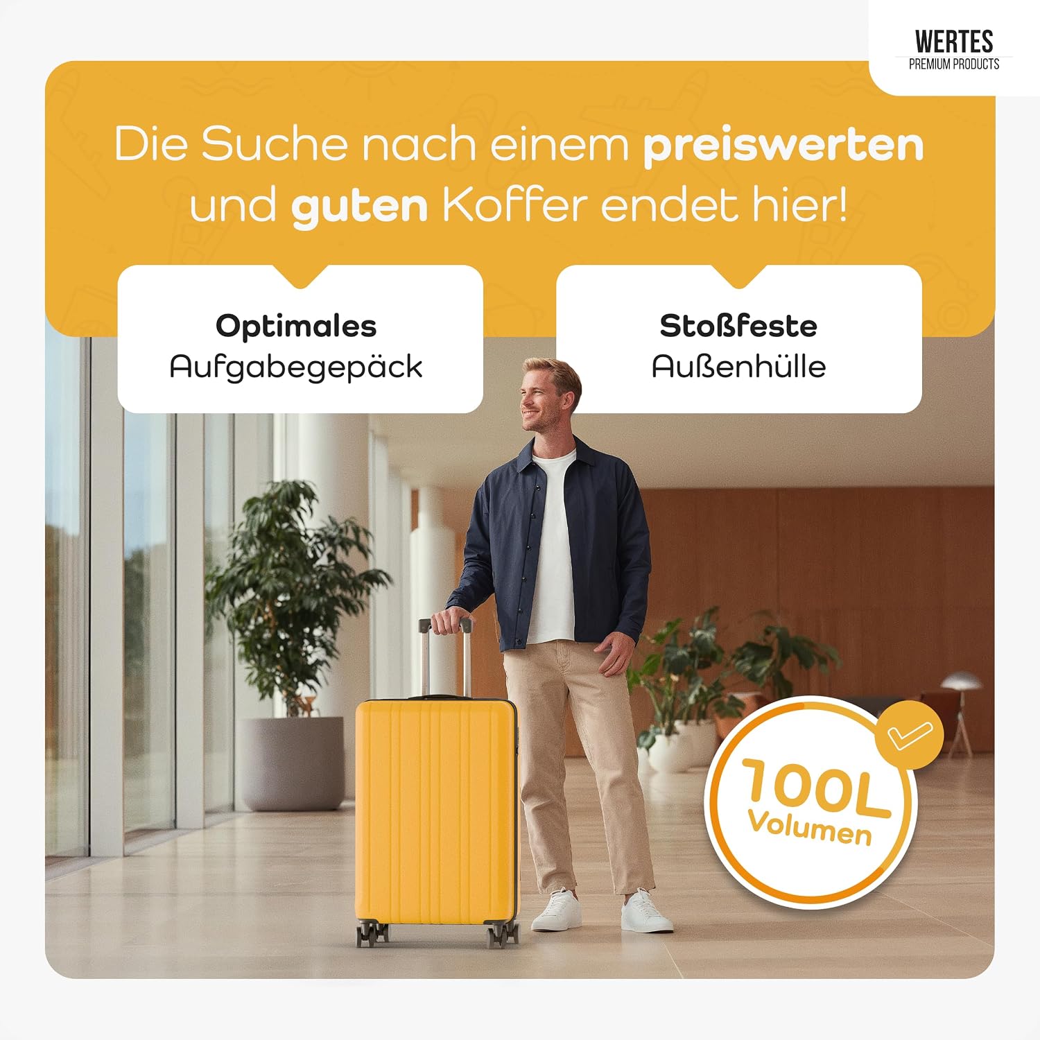 Koffer Groß 77cm - 100L - TSA Schloss Hartschalen Koffer mit Doppelrollen, Reisekoffer, Trolleys, Reisekoffer mit Rollen – Bild 2