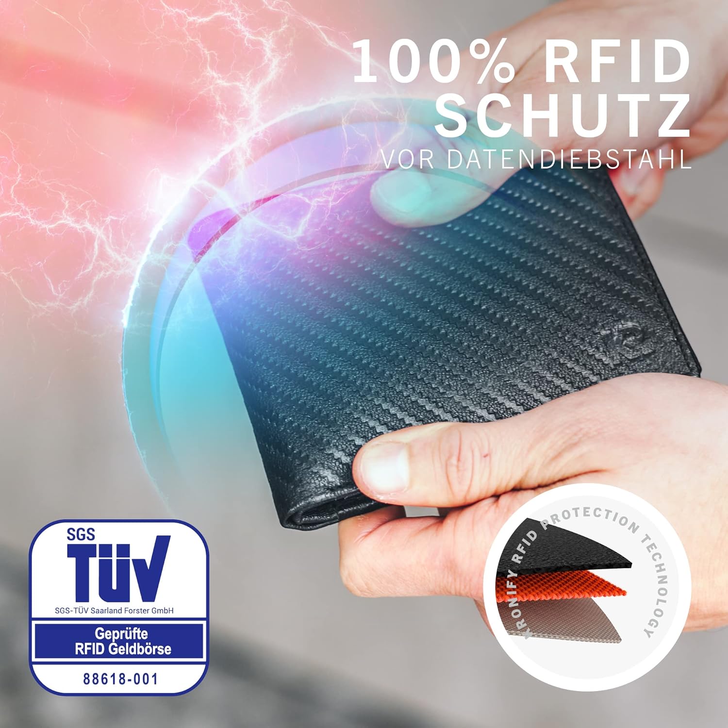 Leder Geldbörse Herren, Echtleder Portmonee Herren, RFID Schutz – Bild 2