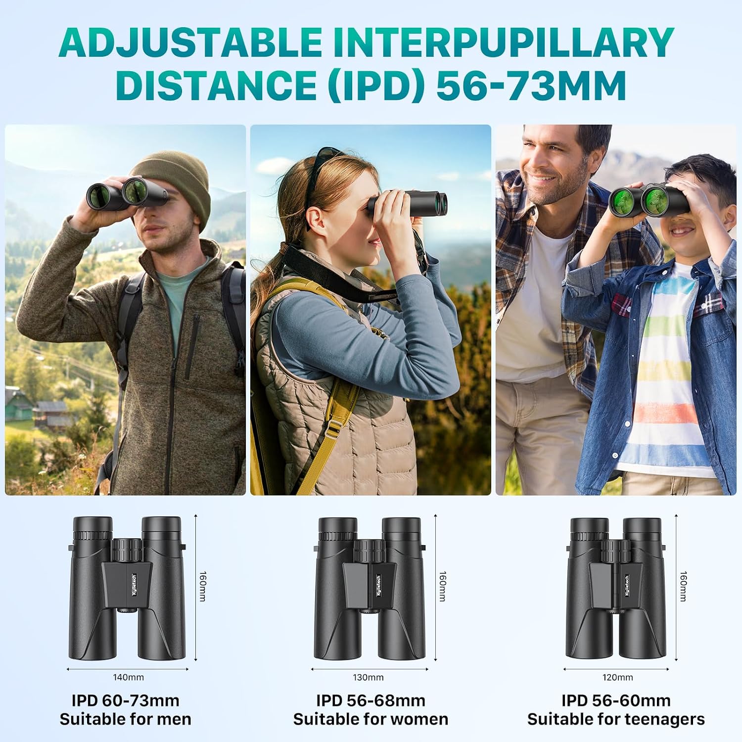 Kylietech Fernglas 12x42 HD Kompakte Ferngläser wasserdicht für Vogelbeobachtung, Jagd, Wandern, Sightseeing, FMC-Linse Feldstecher inkl. Tragetasche, Tragegurt und Smartphone-Adapter – Bild 8