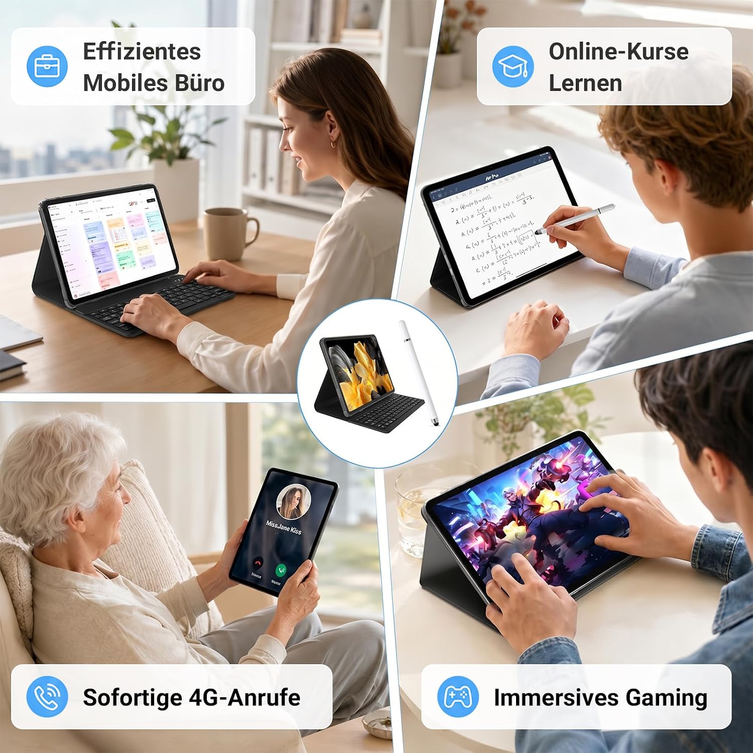 TABWEE 12 Zoll Tablet mit Tastatur und Stift, 48 GB + 256 GB, 10000 mAh – Bild 3