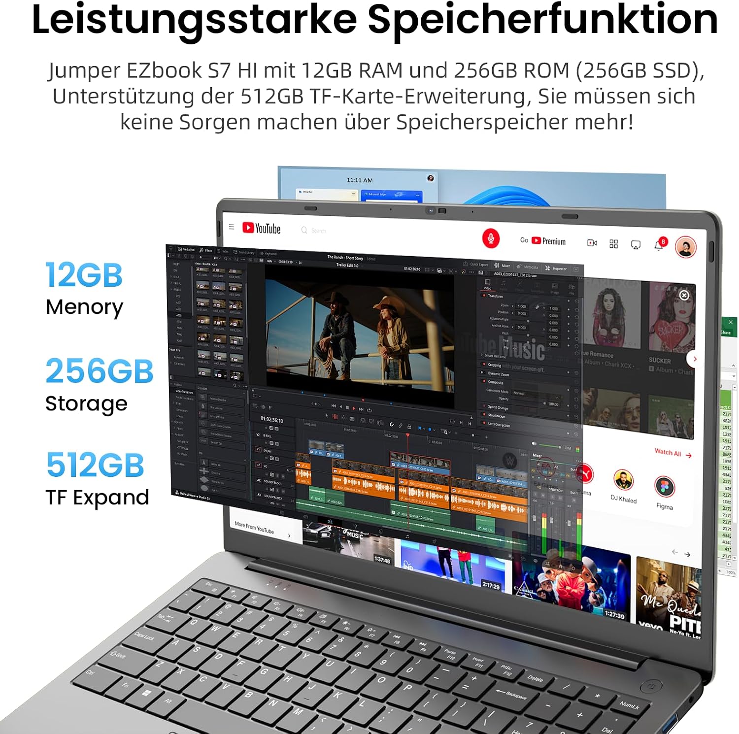jumper 15,6 Zoll Laptop 12GB RAM 256GB SSD für Unternehmen und Studenten – Bild 2