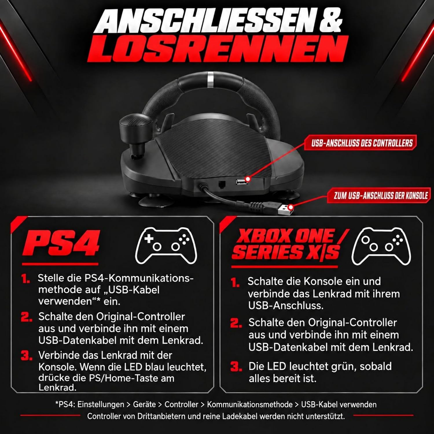 NITHO Drive Pro V200 Rennlenkrad mit Pedalen & Schalthebel für PC/PS4/Xbox – Bild 10