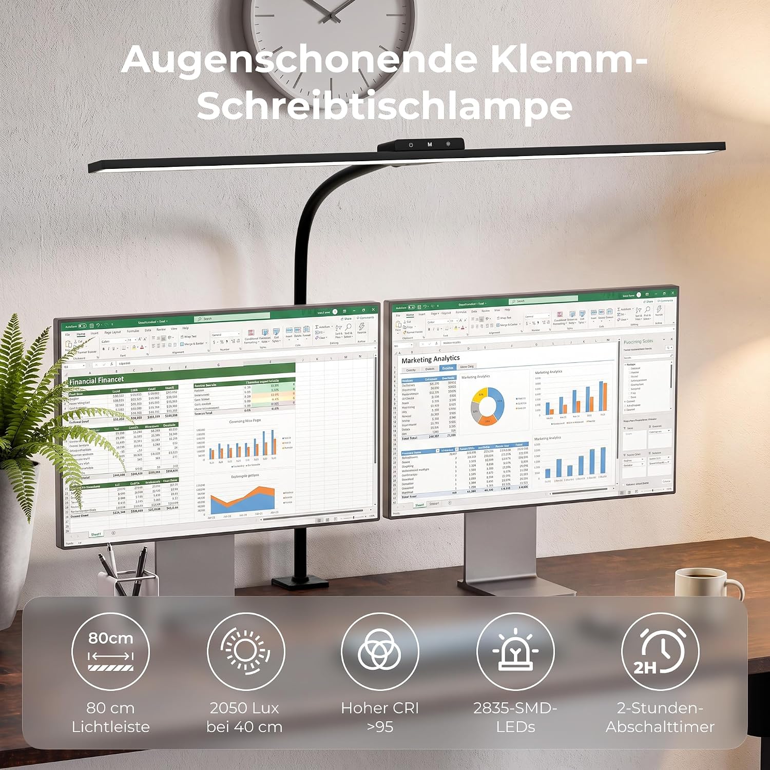 Schreibtischlampe LED Dimmbar, 80 cm Klemmbare Monitor Lampe – Bild 2