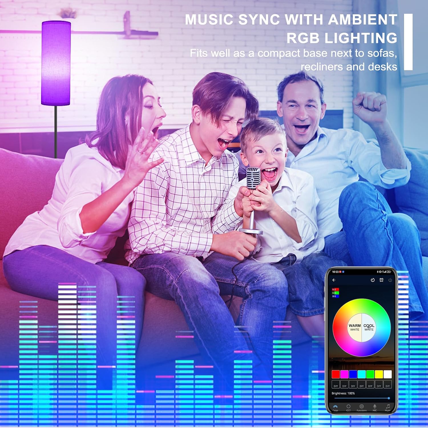 FRIDEKO HOME Stehlampe Wohnzimmer Modern RGB Dimmbar Smart Standleuchte – Bild 8