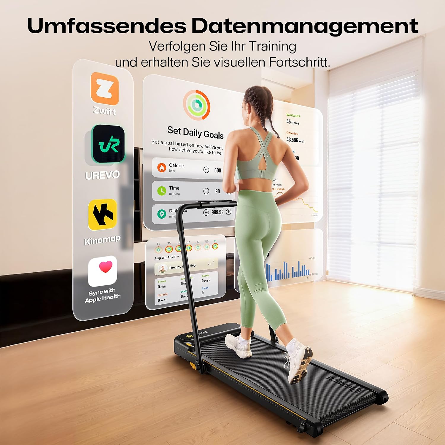 UREVO 2 in 1 Laufband für zuhause mit APP – Bild 2
