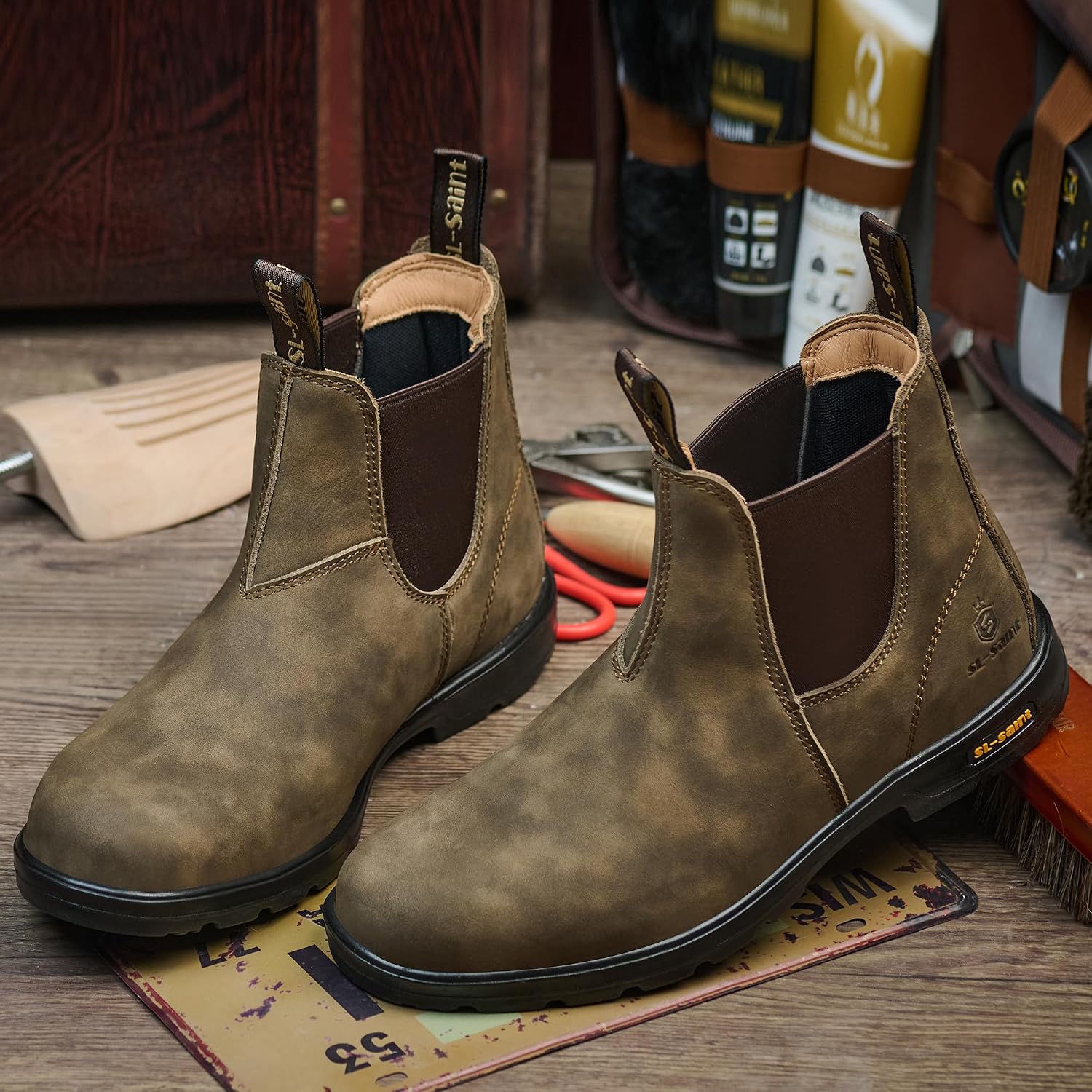 Herren Classic Chelsea Boots Knöchelmodische Slipper Aus Vollnarbenleder Lässig und Leicht – Bild 2