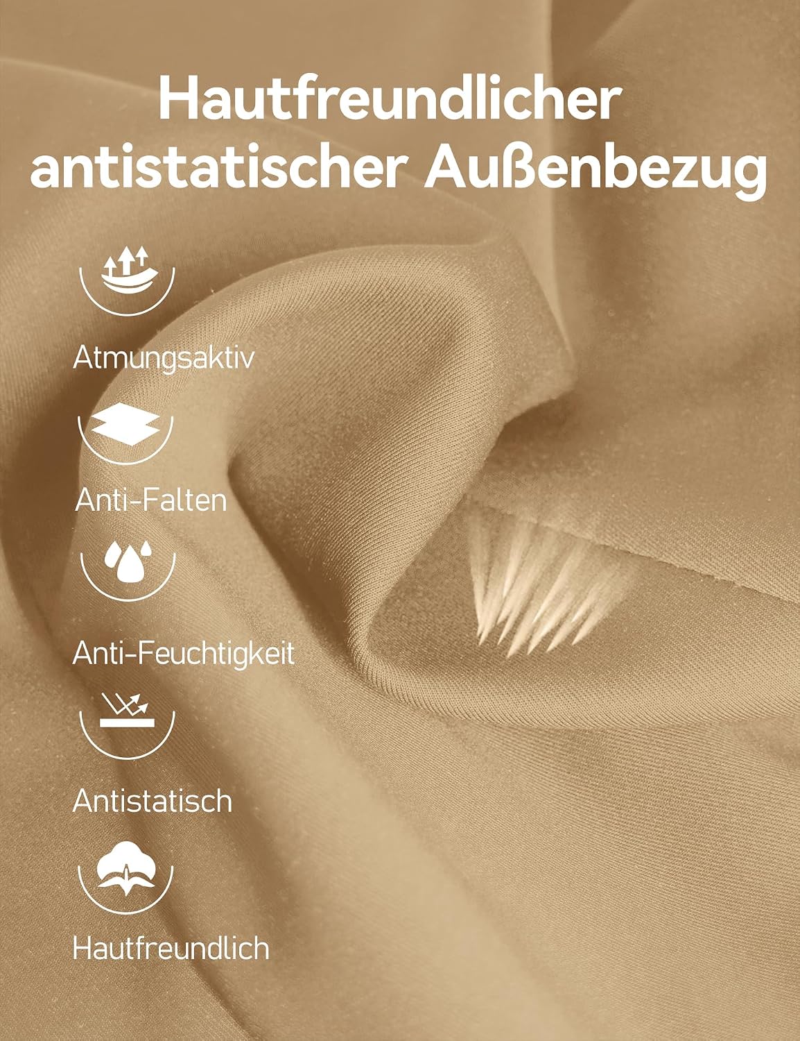 Travel Ease Ergonomisches RückenKissen aus Memory Foam, Lendenkissen für Bürostuhl, Schreibtischstuhl, mit Antistatischem, hautfreundlichem Bezug und für eine Bequeme Sitzhaltung (Khaki) – Bild 8