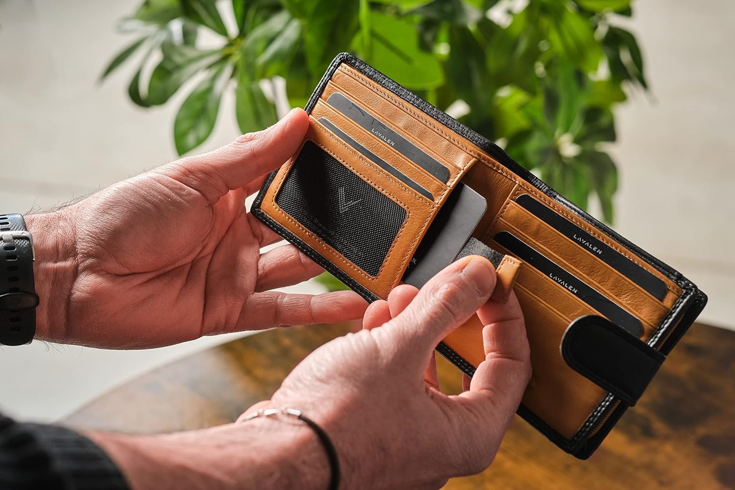 Geldbörse Herren Echtes Leder Münzfach Reißverschluss RFID Portmonee – Bild 8