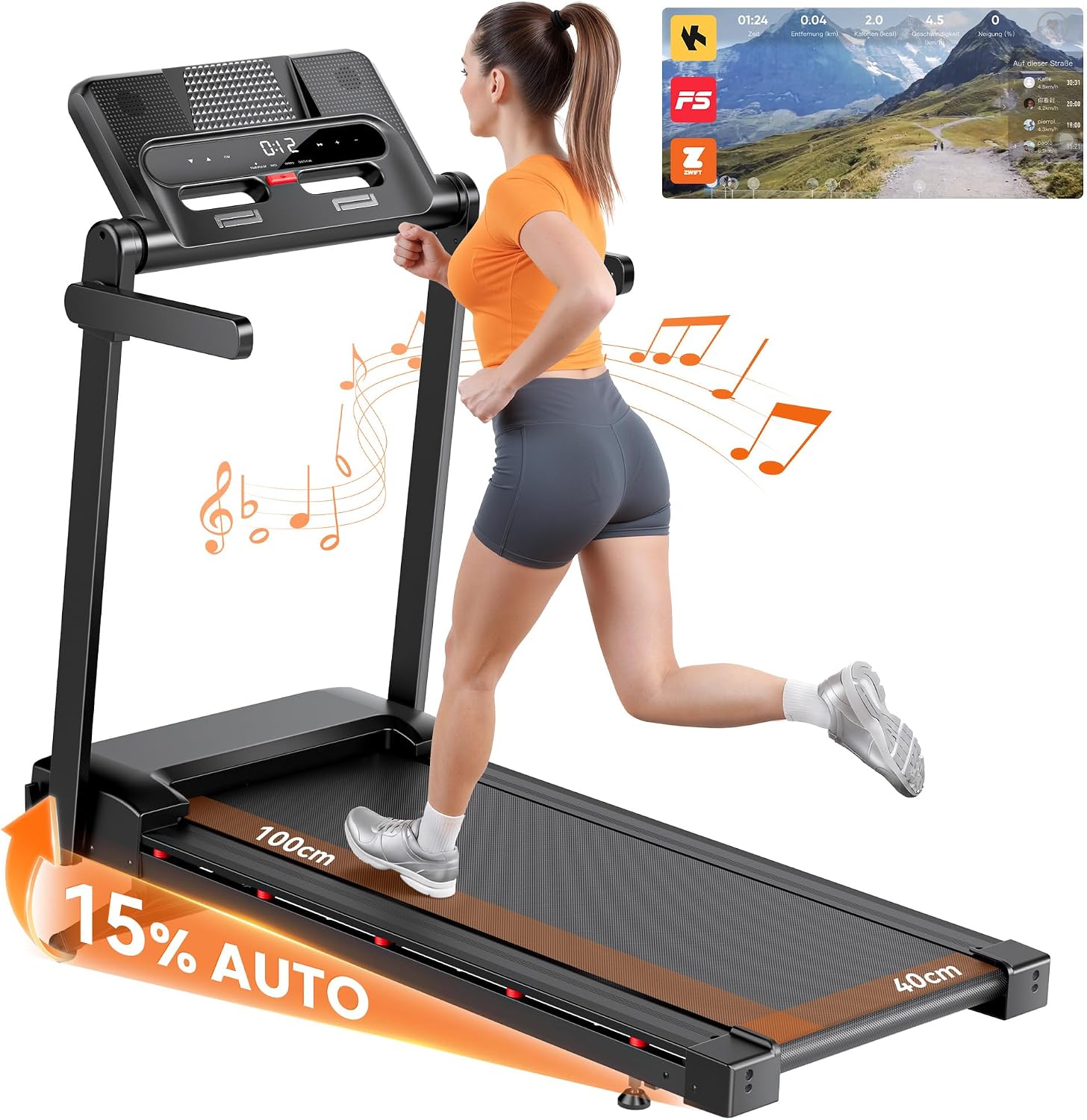 JAGJOG Laufband für Zuhause mit 15% Auto-Steigung, 1-14 km/h – Bild 9