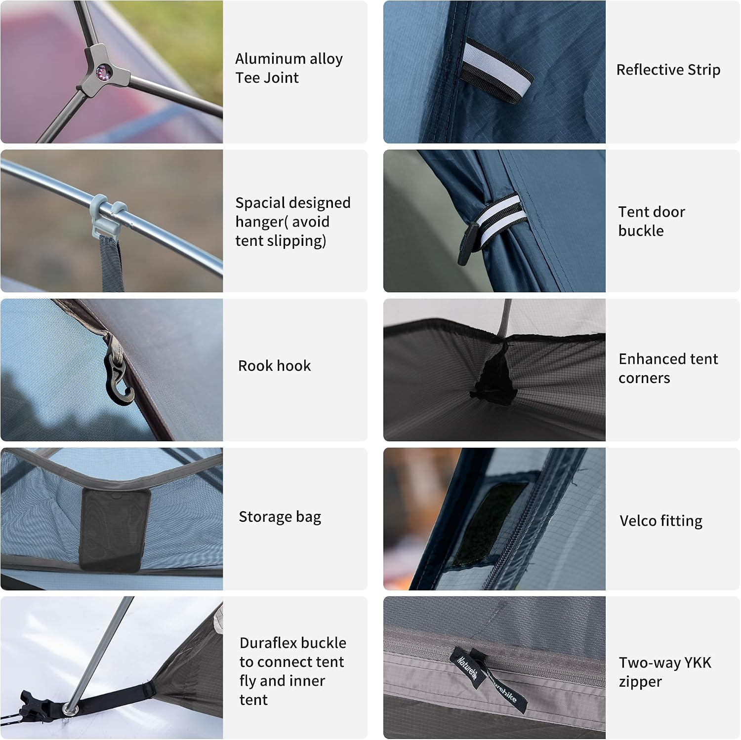 Naturehike Cloud Up Base/Pro/UL Zelt 1 Personen Ultraleichtes Campingzelt Wasserdicht & Winddicht Kuppelzelt mit Kleinem Packmaß, Einfacher Aufbau Trekkingzelt für Wandern Bikepacking Outdoor Reisen – Bild 7