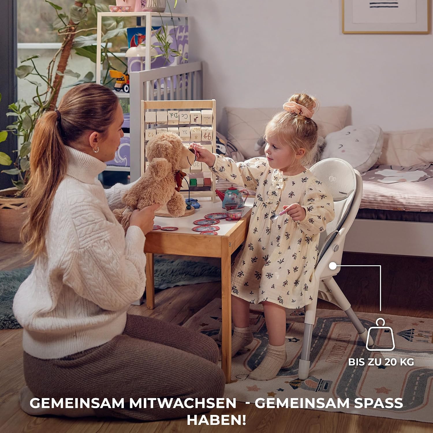 Kinderkraft DINNLY Kinderhochstuhl Kombihochstuhl, ab 6 Monate, Hellgrau – Bild 8