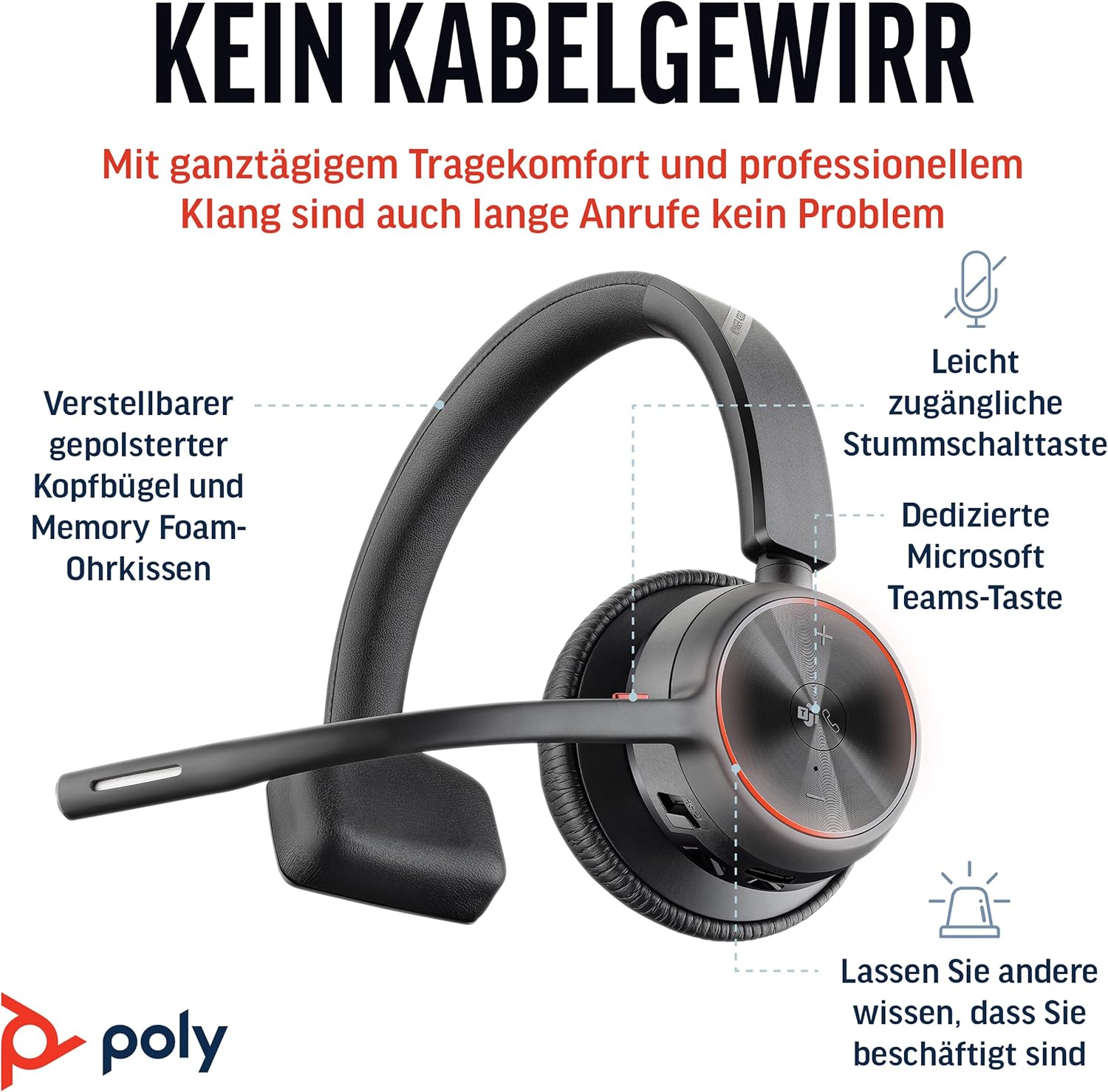 Poly Voyager 4310-M UC Bluetooth Headset für Teams & Hybrid Work – Bild 2