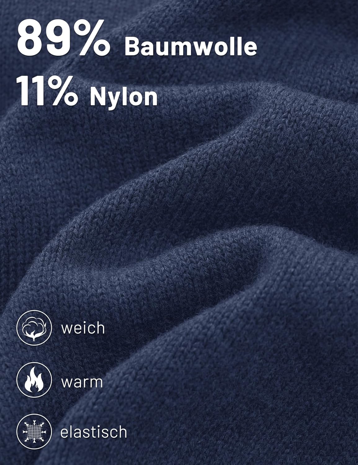 TACVASEN Pullover Herren Half Zip Troyer Baumwolle Warm Strickpullover – Bild 5