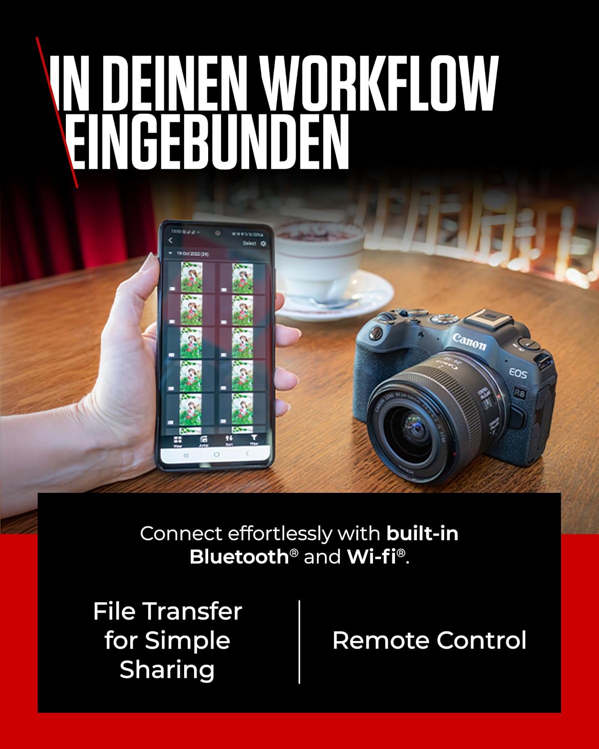 Canon EOS R8 Vollformat-Systemkamera 24,2 MP Sensor 4K + 2 Batterien – Bild 5