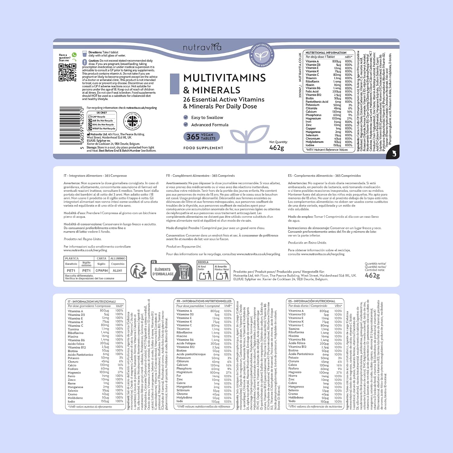 Nutravita Multivitamin & Mineralstoffe - 365 vegane Tabletten – Bild 12