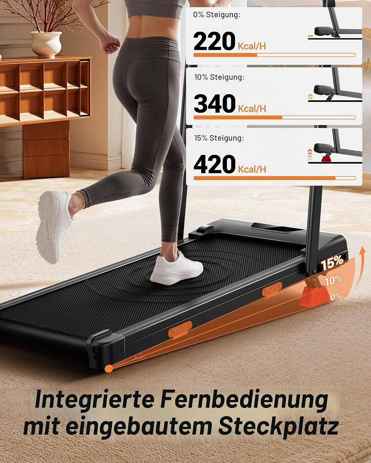 LONTEK Laufband für Zuhause Klappbar mit Steigung – Bild 3