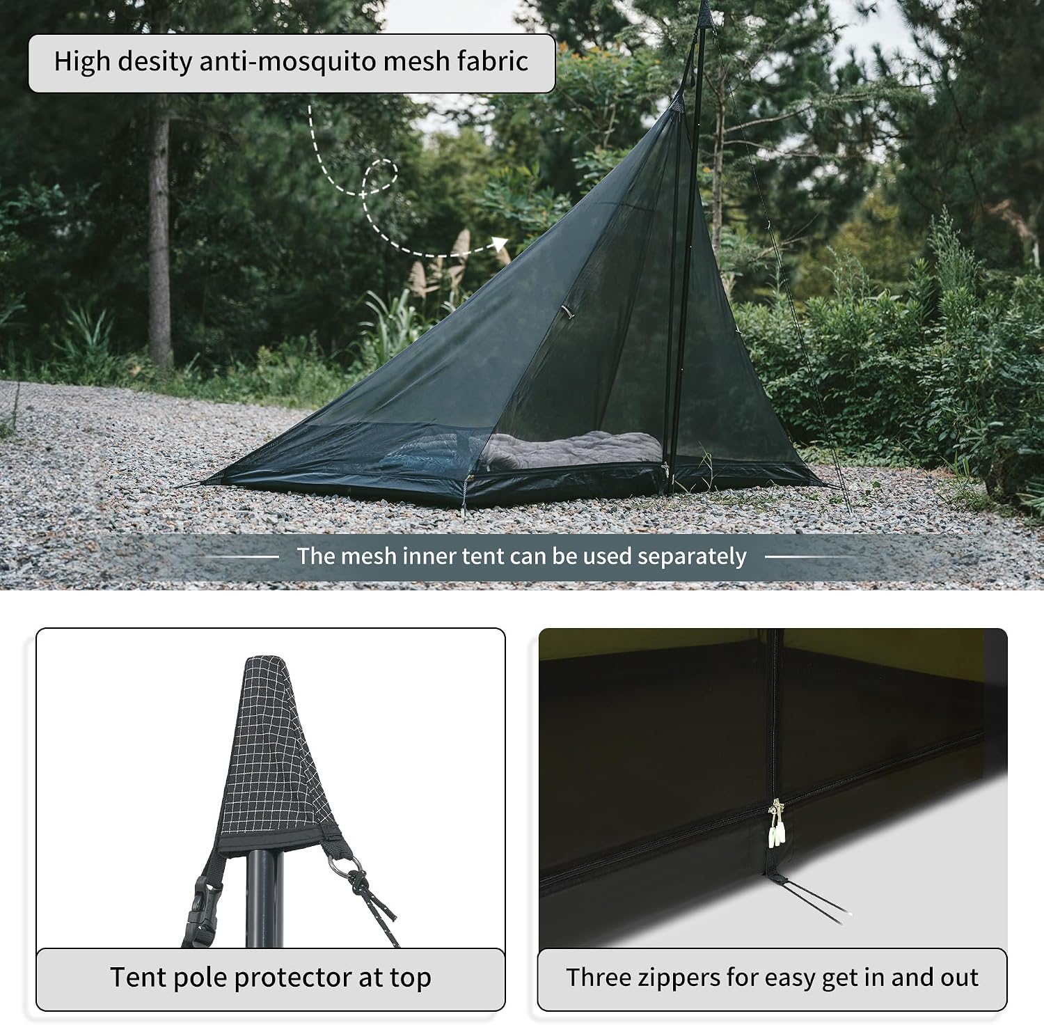 Naturehike Tipi Zelt Firstzelte 3-4 Personen Indianerzelt Wasserdicht Winddicht Einfacher Aufbau Pyramidenzelt für Outdoor Camping Familien – Bild 7