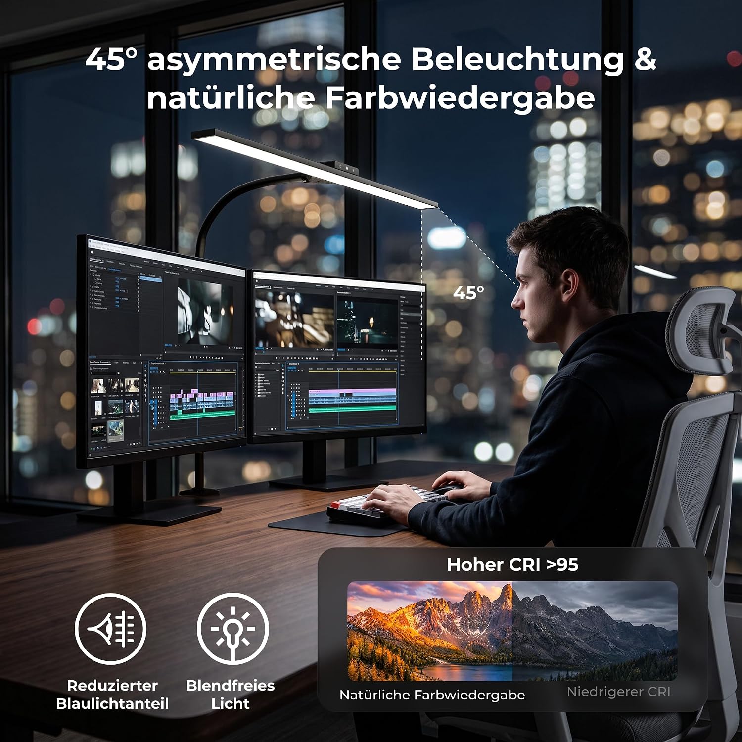 Schreibtischlampe LED Dimmbar, 80 cm Klemmbare Monitor Lampe – Bild 6