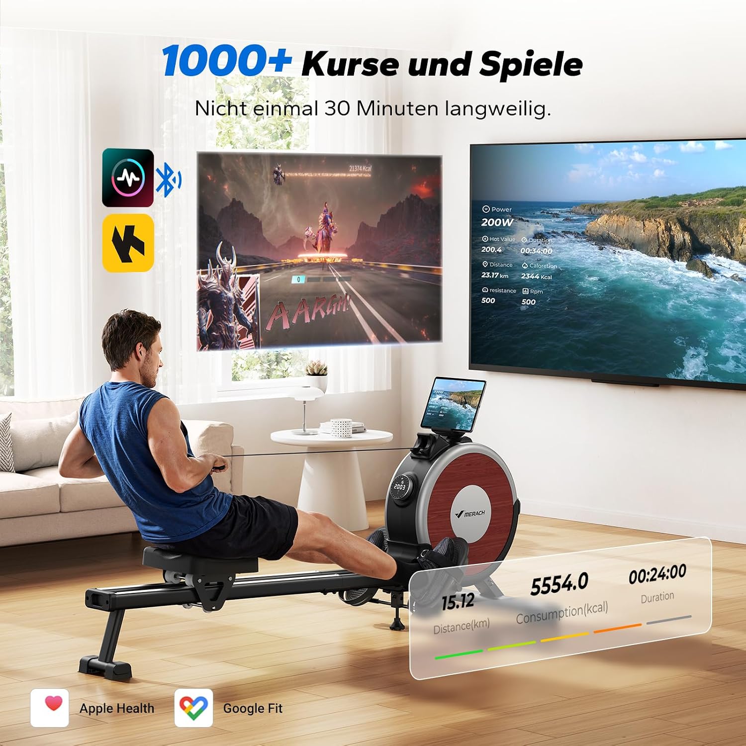MERACH Rudergerät für Zuhause, 16 Widerstandsstufen, Leises Magnetisches – Bild 4