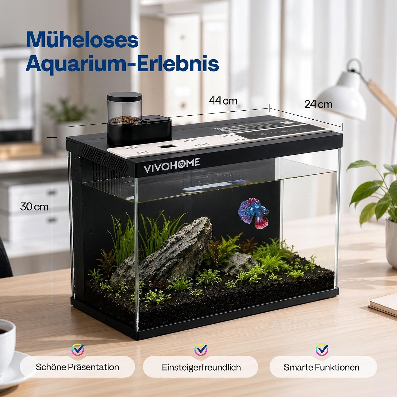 VIVOHOME 30L Smart Glas Aquarium Komplettset mit LED & Wasserpumpe – Bild 7