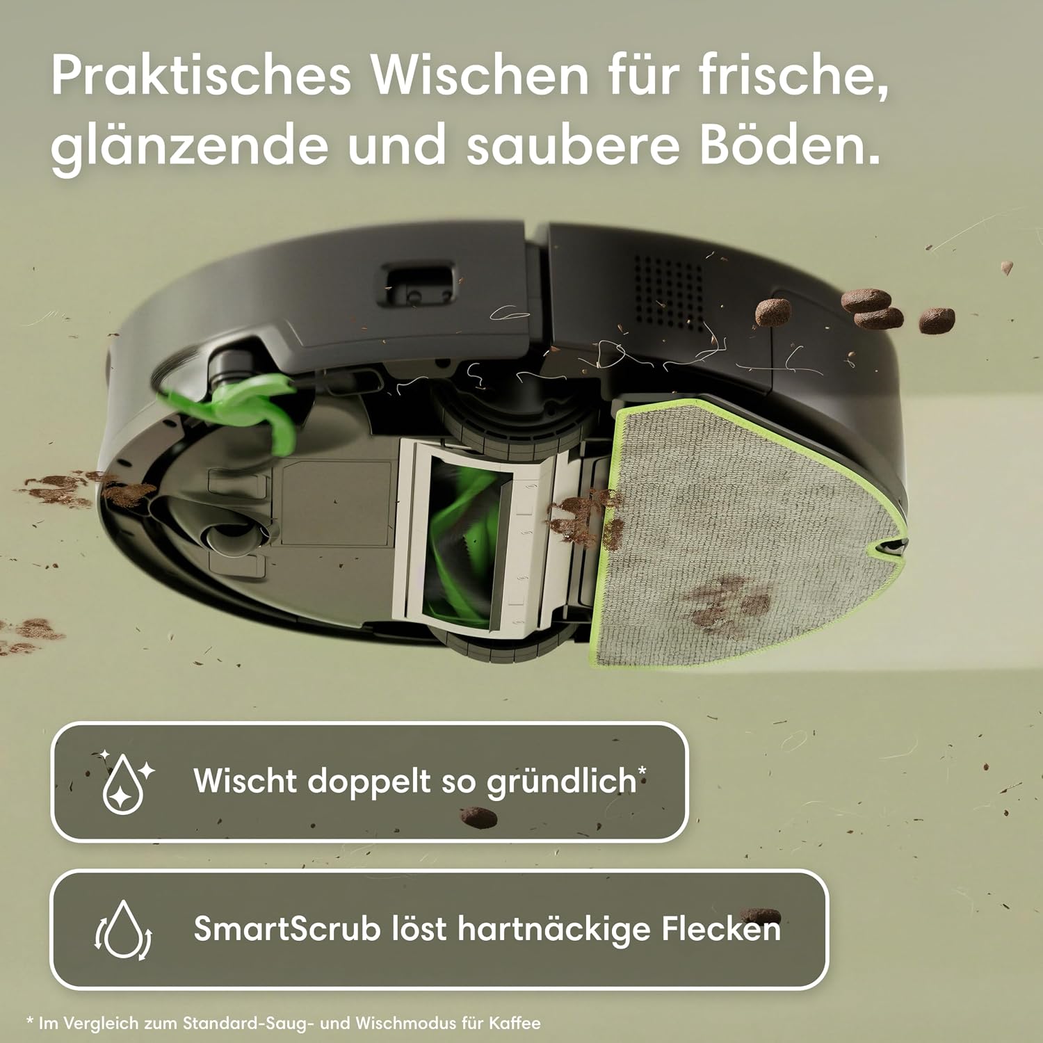 iRobot Roomba® 115 Combo Saug- und Wischroboter, 15k Pa Saugleistung, Bürsten und Wischpad reichen, Navigation mit Clearview™ LiDAR, Schwarz – Bild 4