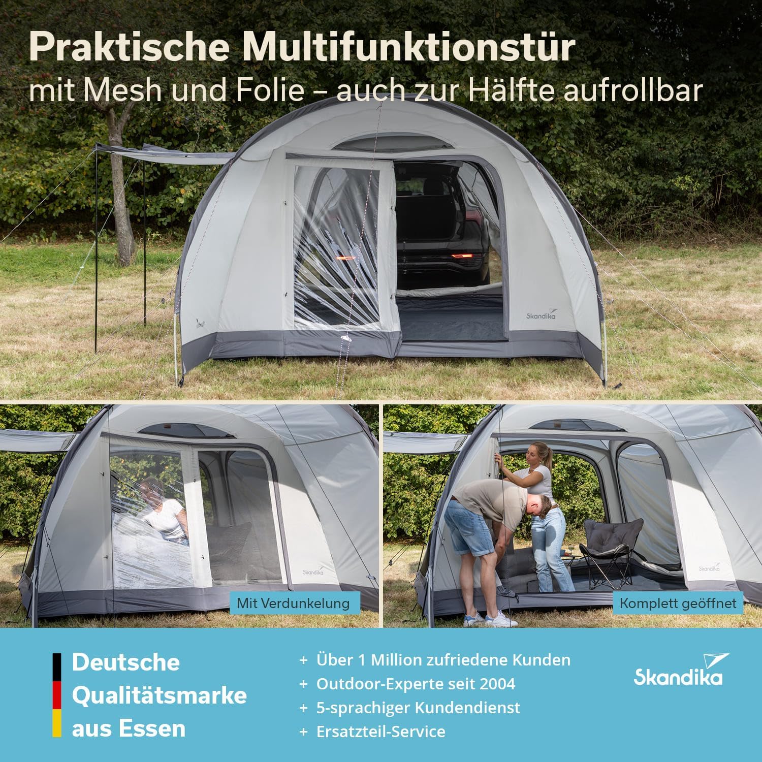 Skandika Autozelt Pitea 4 Flex Protect | Zelt für 4 Personen, Autozelt Plus Schleuse für Van, SUV, eingenähter Zeltboden, mit Sonnendach, Wassersäule 5000 mm, UPF 50+ | Zelt, Camping, Outdoor – Bild 5