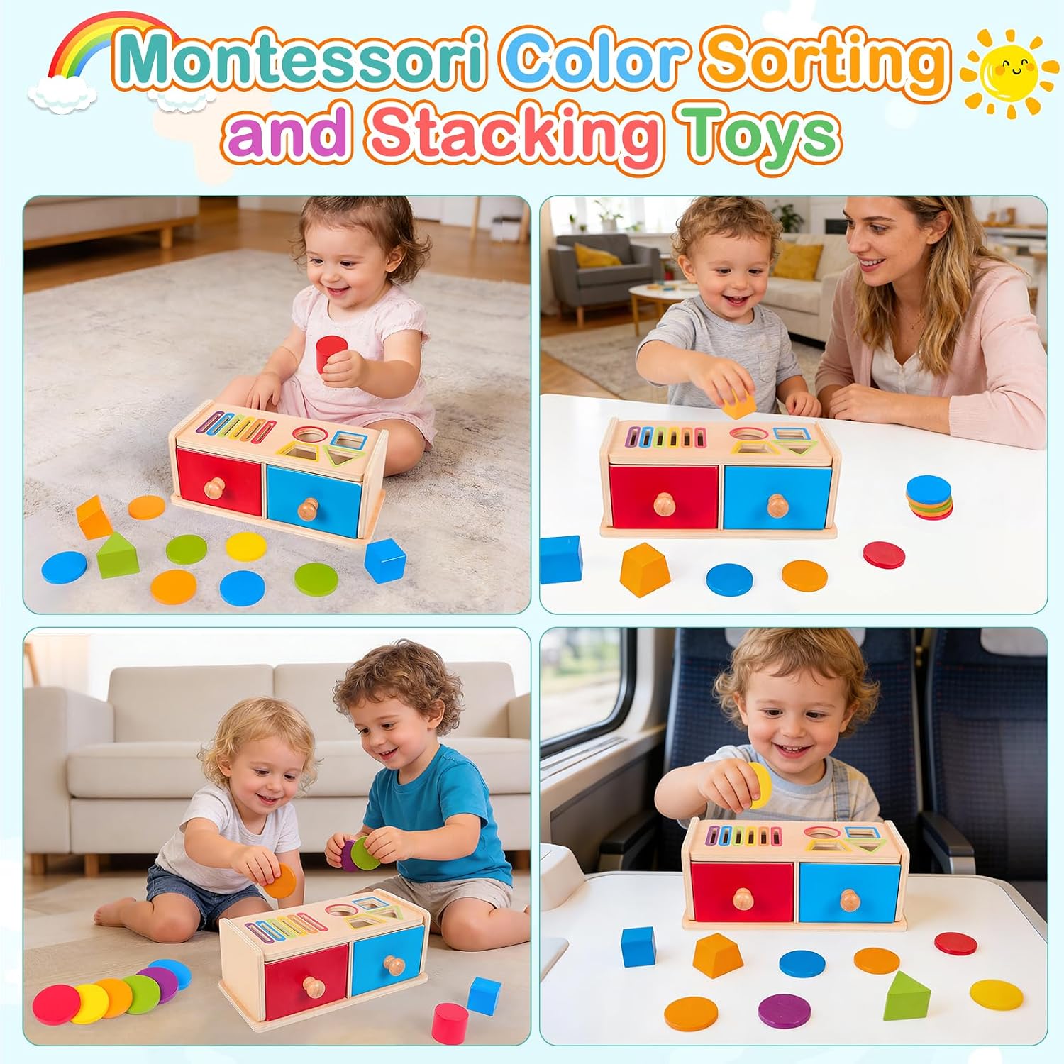 Montessori Spielzeug ab 1 Jahr, Spielzeug ab 1 2 Jahre Mädchen Jungen Baby Spielzeug Geschenk Mädchen Jungen 1 2 Jahre Kinderspielzeug Motorikspielzeug Holzspielzeug ab 1 2 Jahr Farbe Sortierspiel – Bild 5