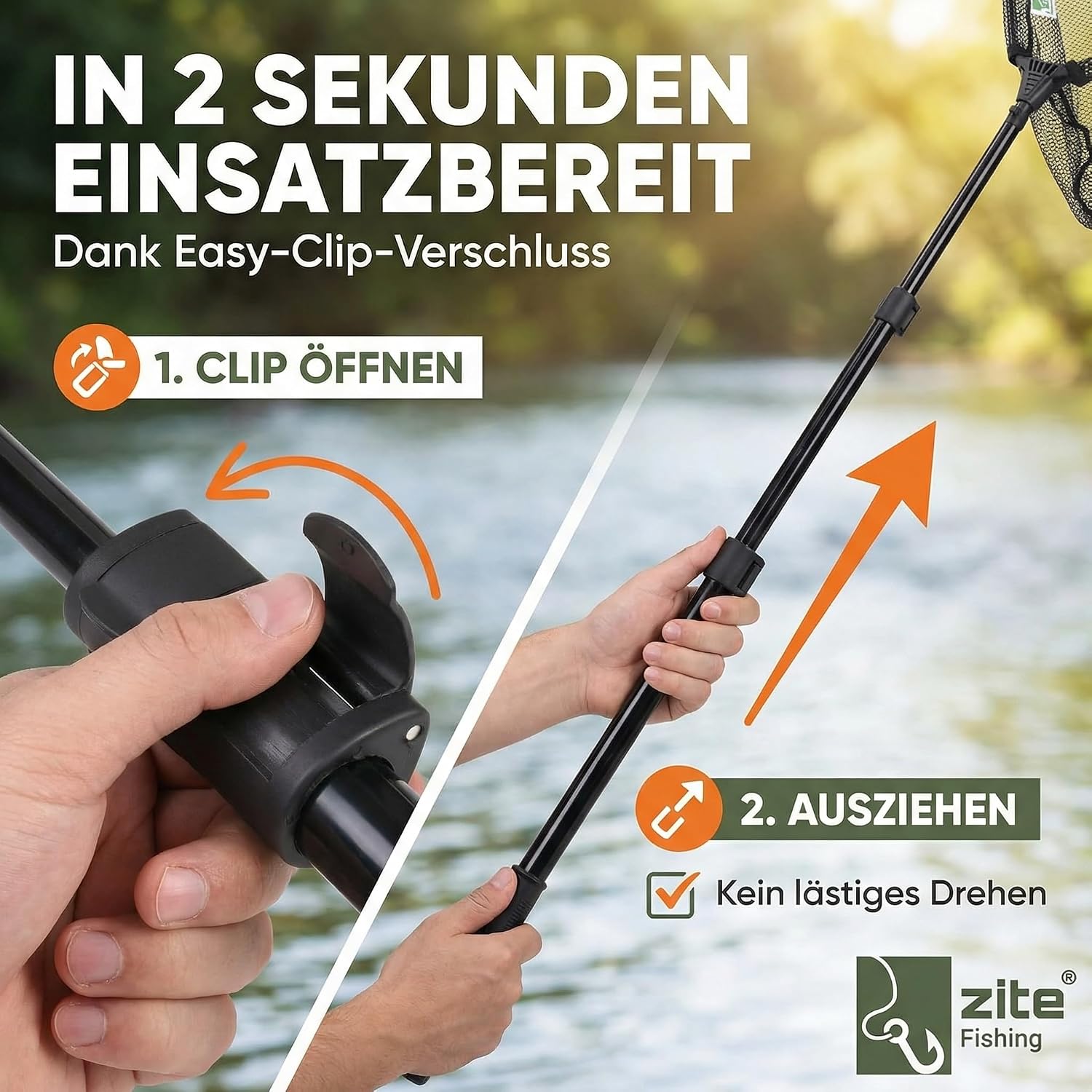 Zite Fishing Unterfangkescher - [2,40m & 2,70m - Easy Teleskop-Technik – Bild 4
