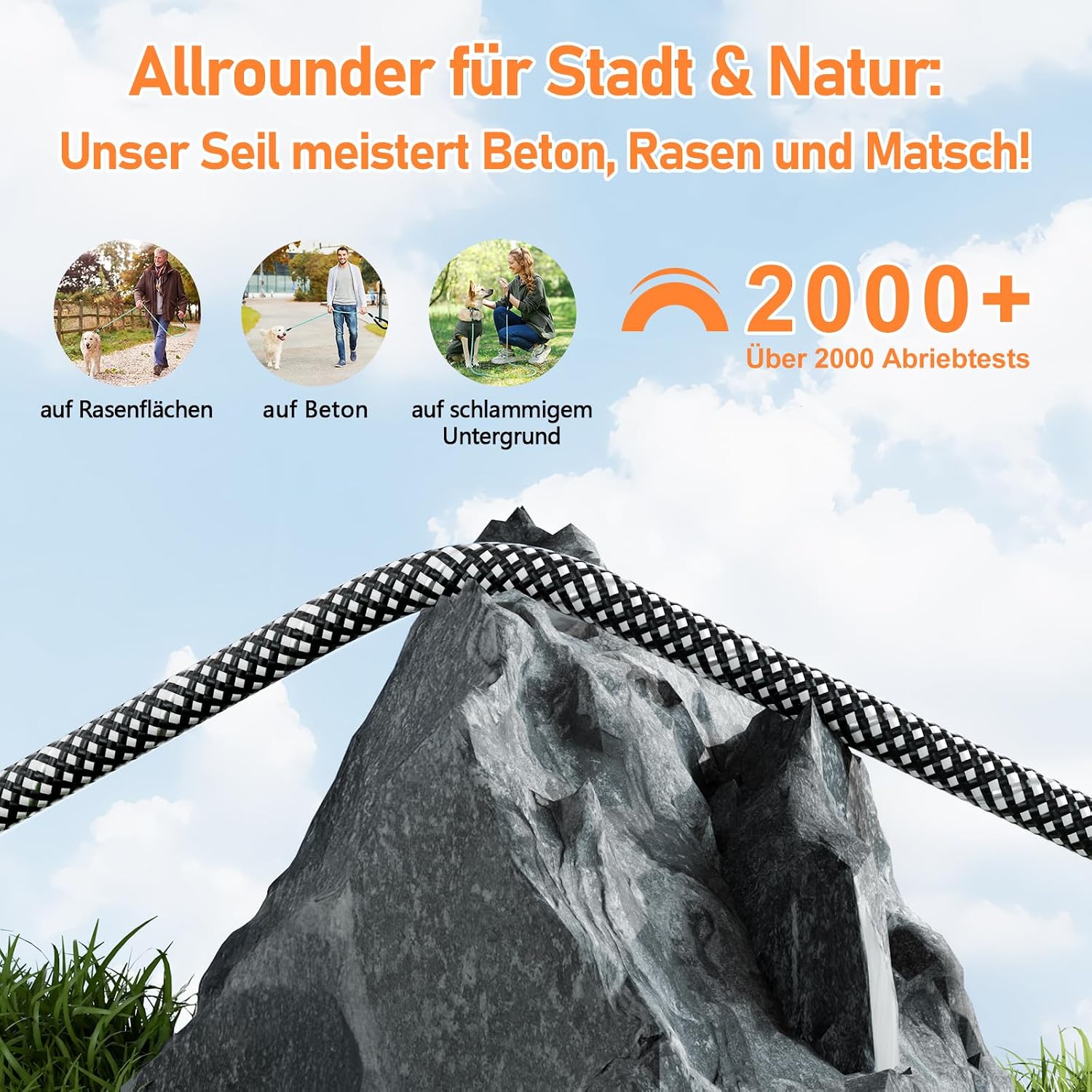 X XBEN Schleppleine für Hunde, 3M 5M 10M 15M 20M 25M 30M Lang Robuste Hundeleine mit Abschließbarer Karabiner, Laufleine Trainingsleine für Kleine Mittlere Große Hunde, Weiche Handschlaufe – Bild 4