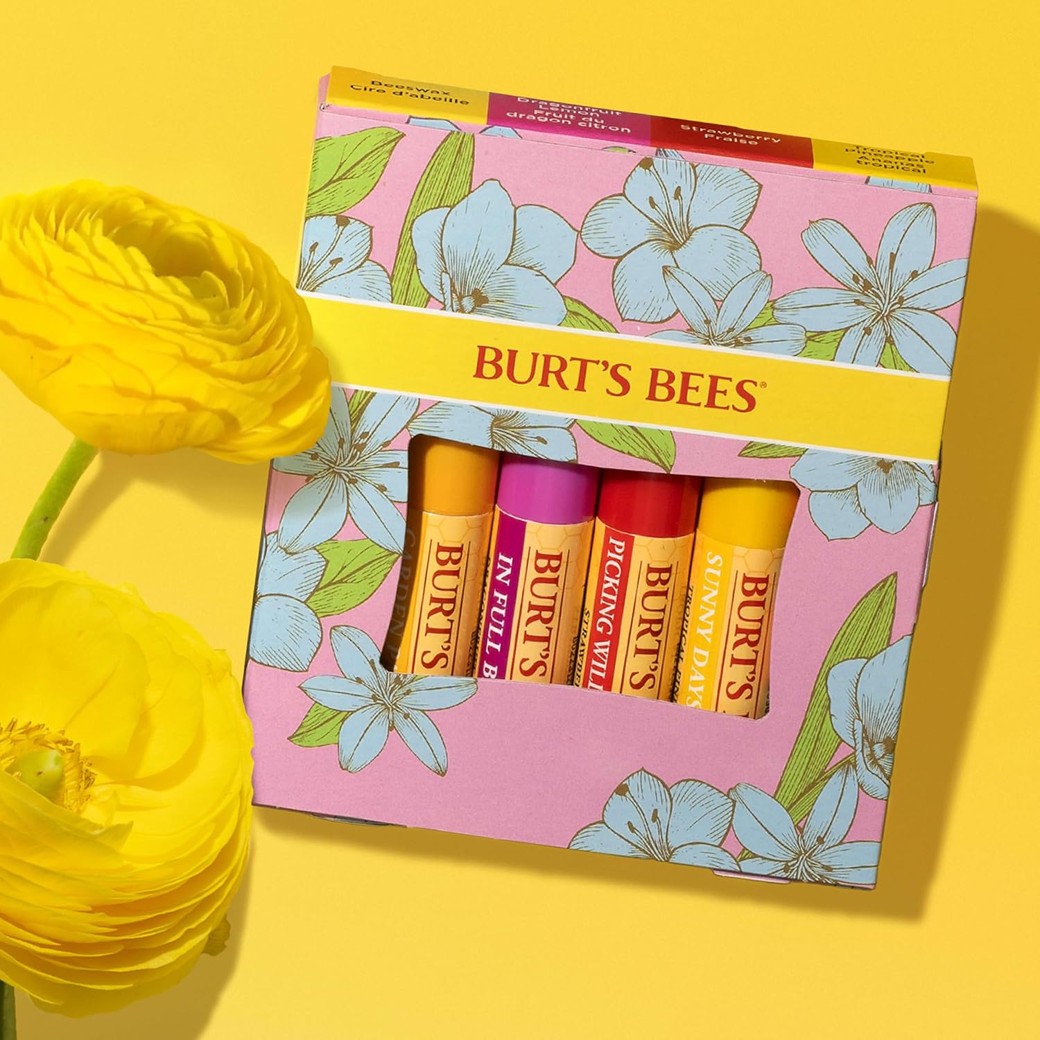 Burt's Bees Lippenbalsam-Set In Full Bloom, Erdbeere, Ananas, Drachenfrucht-Zitrone – Bild 2