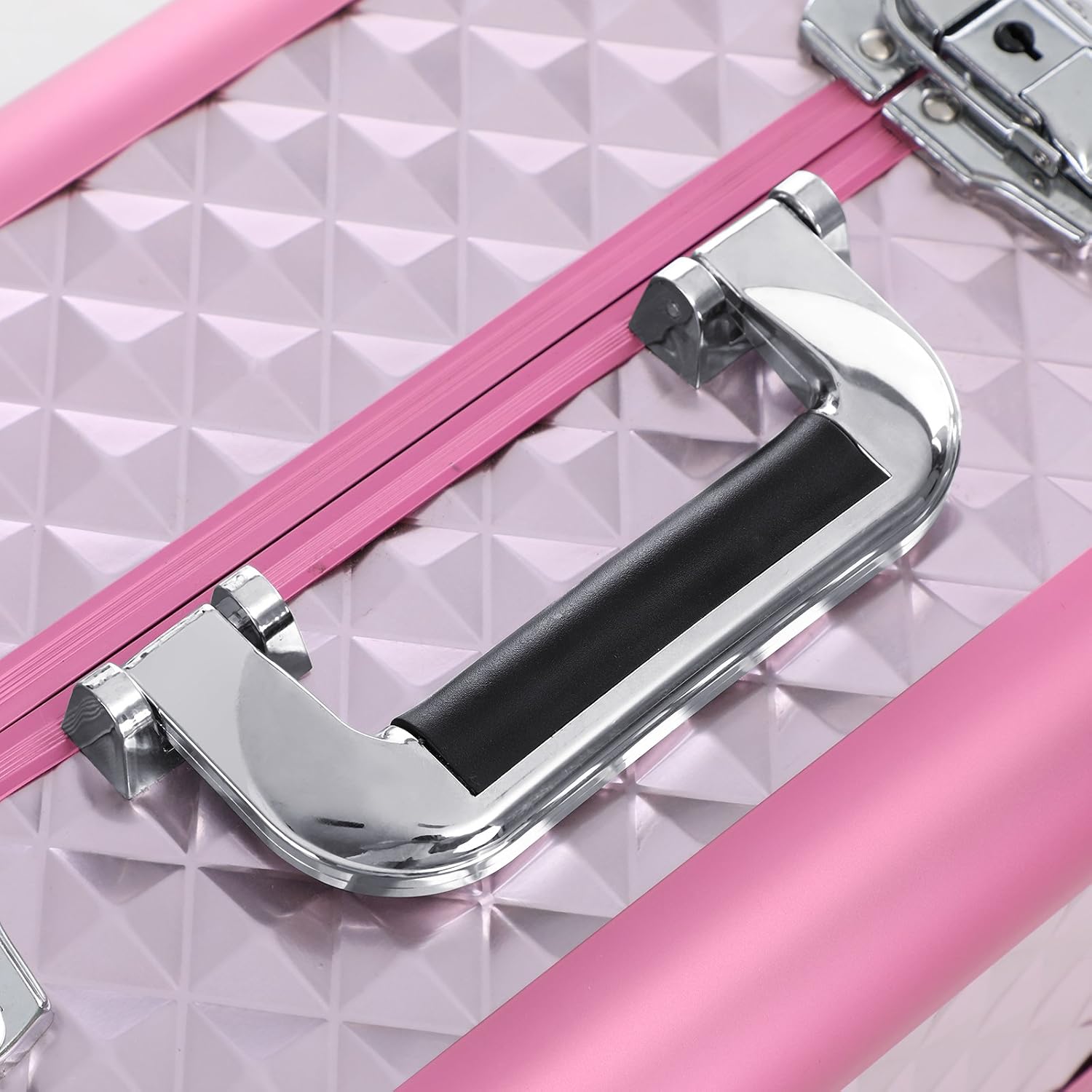 SONGMICS Kosmetikkasten, Rosa, MDF, ABS-Kunststoff, klappbare Fächer – Bild 7