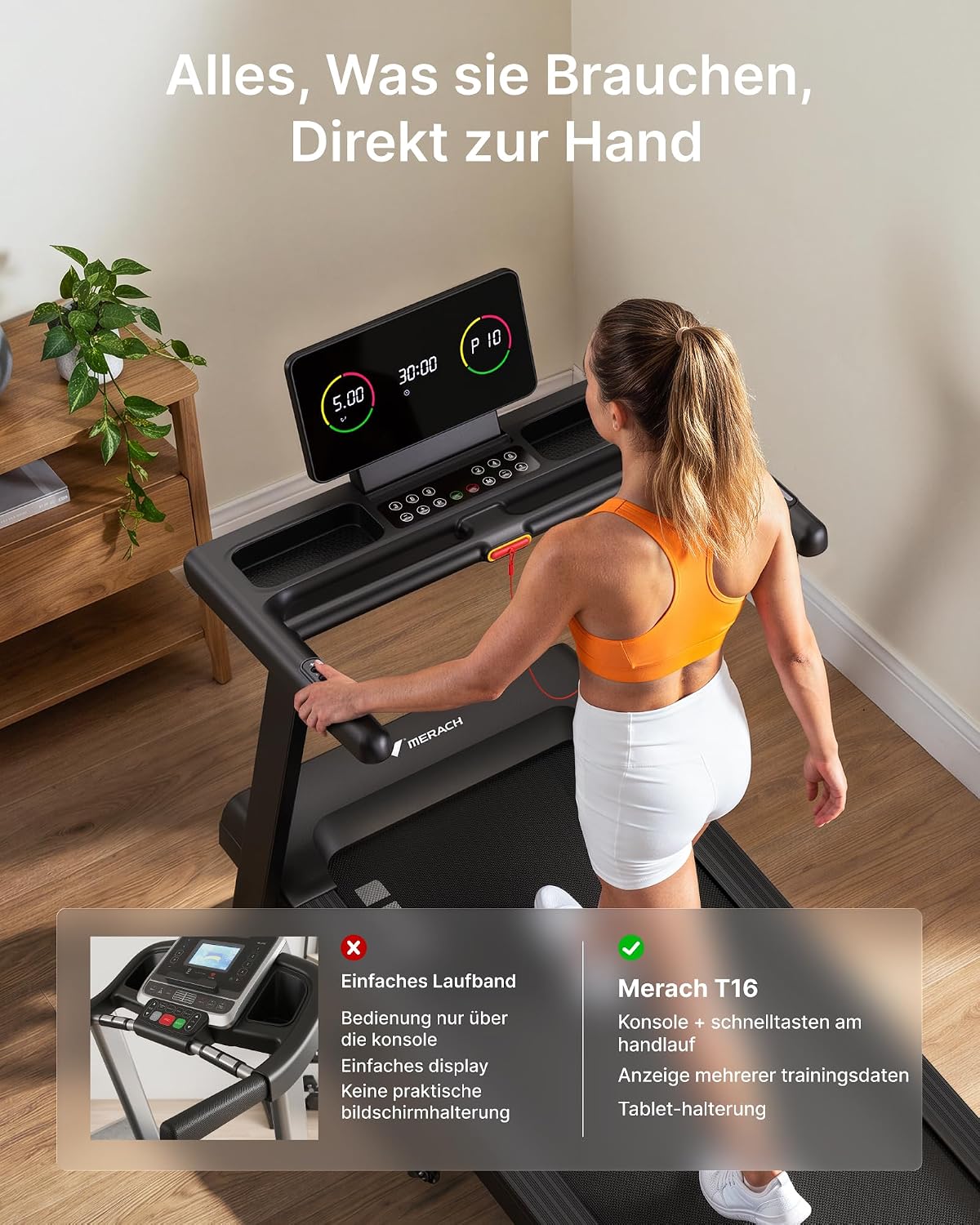 MERACH Laufband für Zuhause, 42x110CM/42x108CM Große Lauffläch,Stoßdämpfend – Bild 5